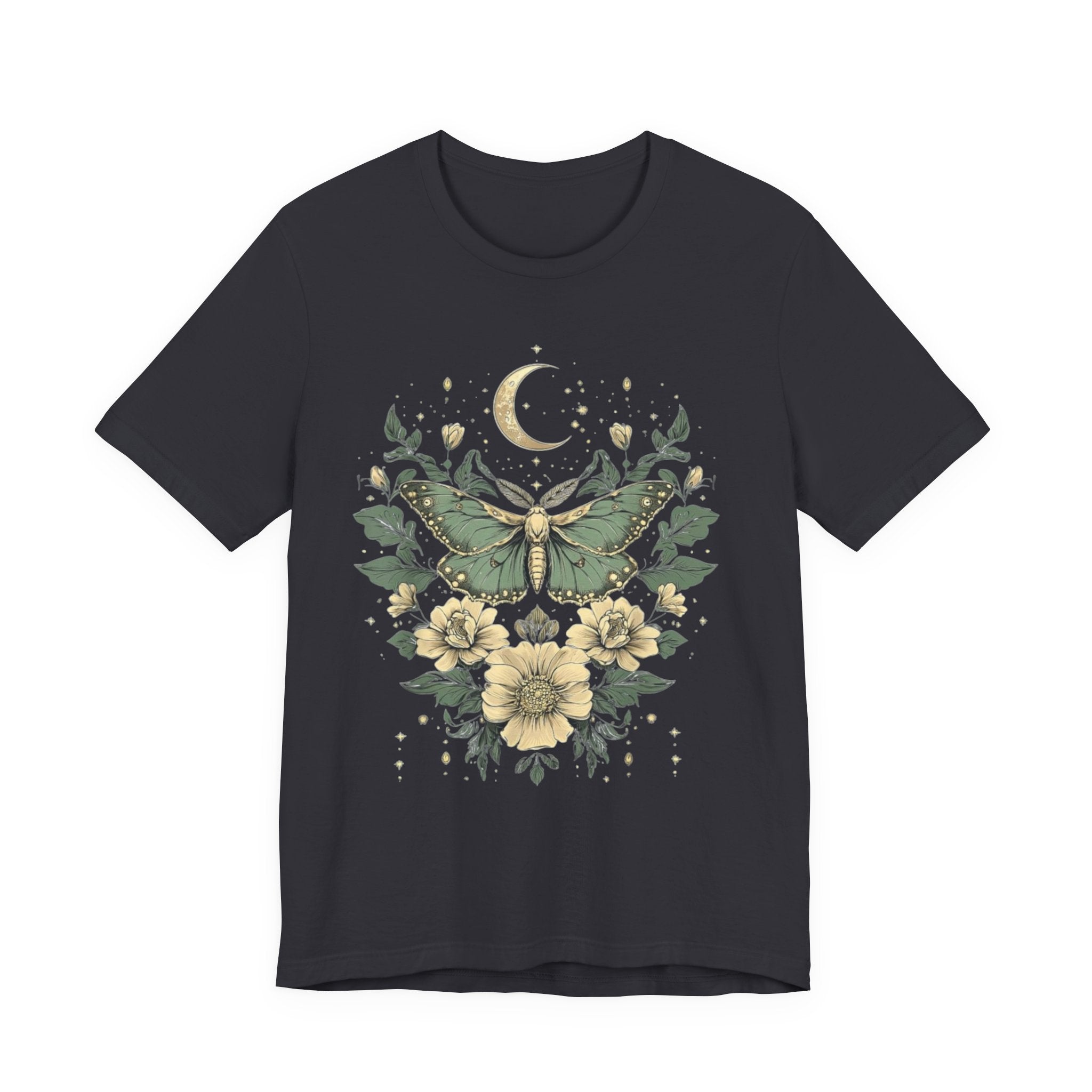 Cottage Core Moth Moon Phases Tee, Goblin Aesthetic Shirt, Unisex Nature T-Shirt, Witchy Boho Top, Lunar Celestial Clothing