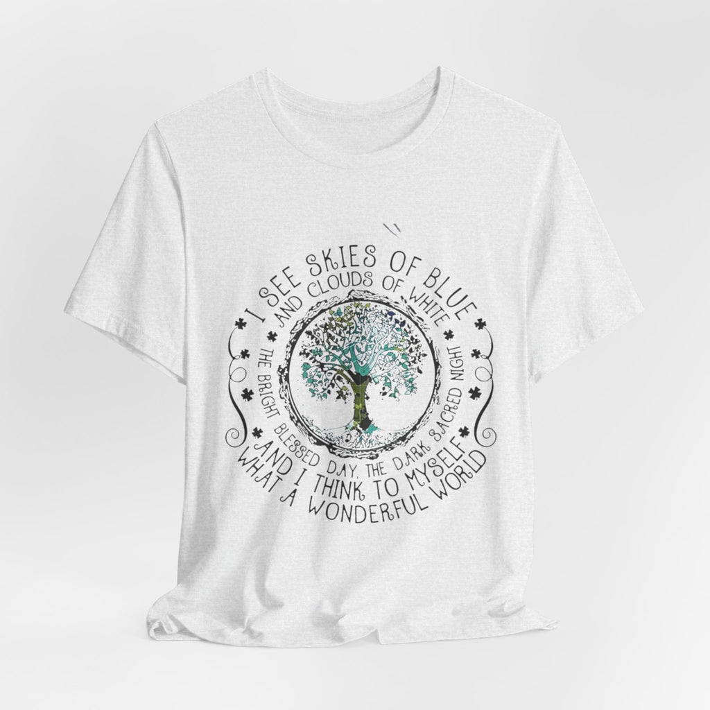 Vintage Inspirational Tee, Unisex Jersey T-Shirt, Nature Lover Gift, Skies of Blue Design, Positive Quote Shirt, Eco-Friendly Apparel