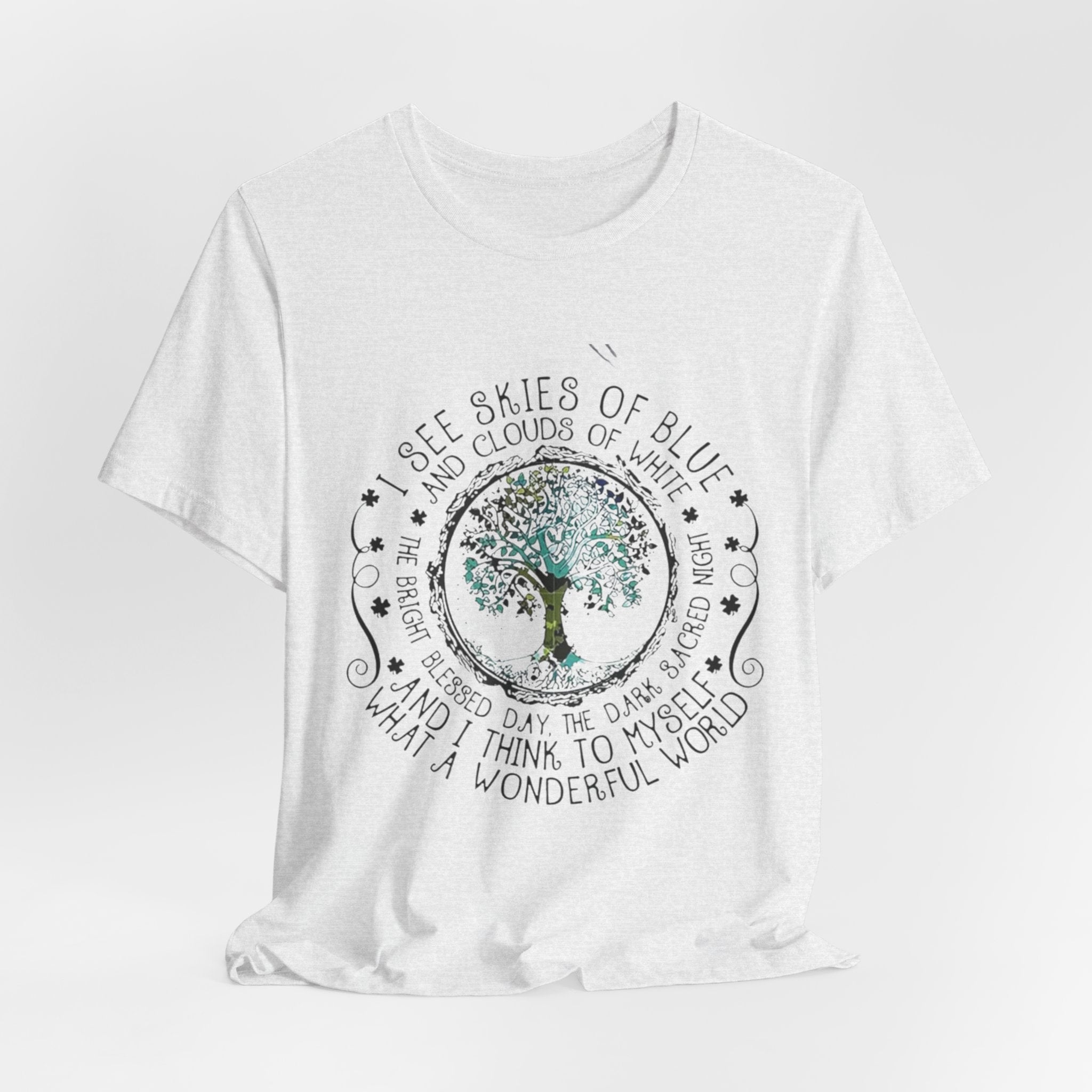 Vintage Inspirational Tee, Unisex Jersey T-Shirt, Nature Lover Gift, Skies of Blue Design, Positive Quote Shirt, Eco-Friendly Apparel