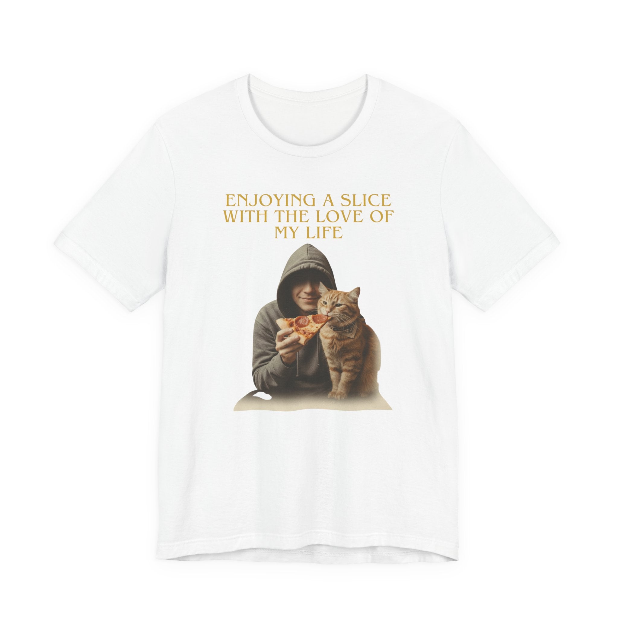 Enjoying a Slice With the Love of My Life T-Shirt | Cat Pizza Tee