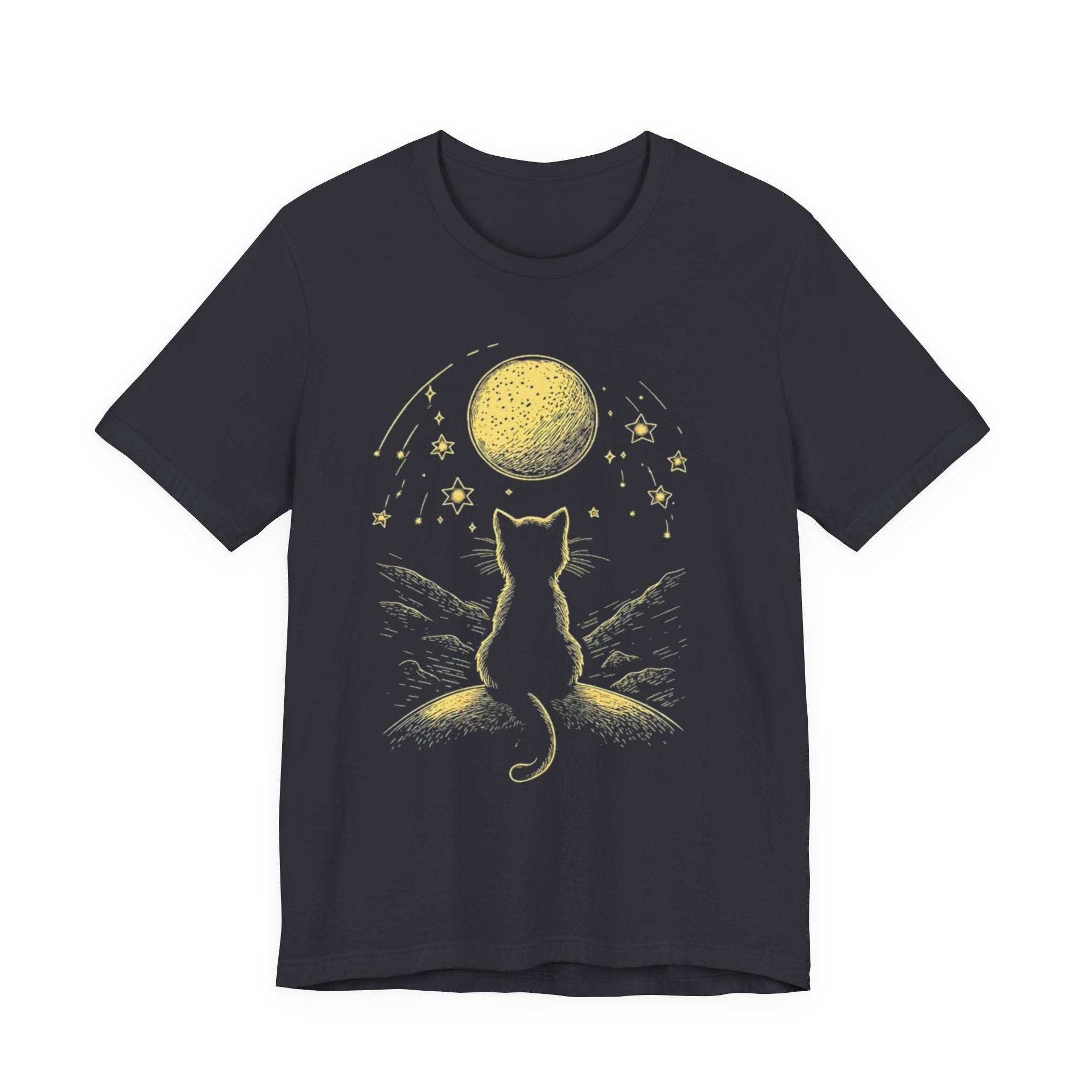 Cat Silhouette Moonlight T-Shirt | Night Sky Stars