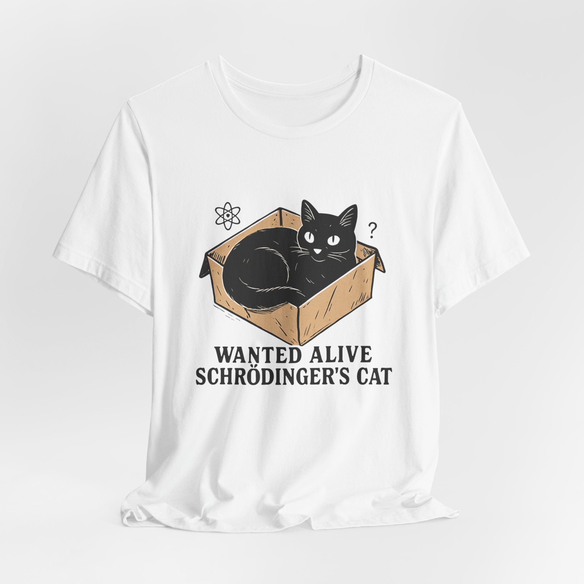 Schrödinger's Cat in Box Tee | Wanted Alive Cat Illustration