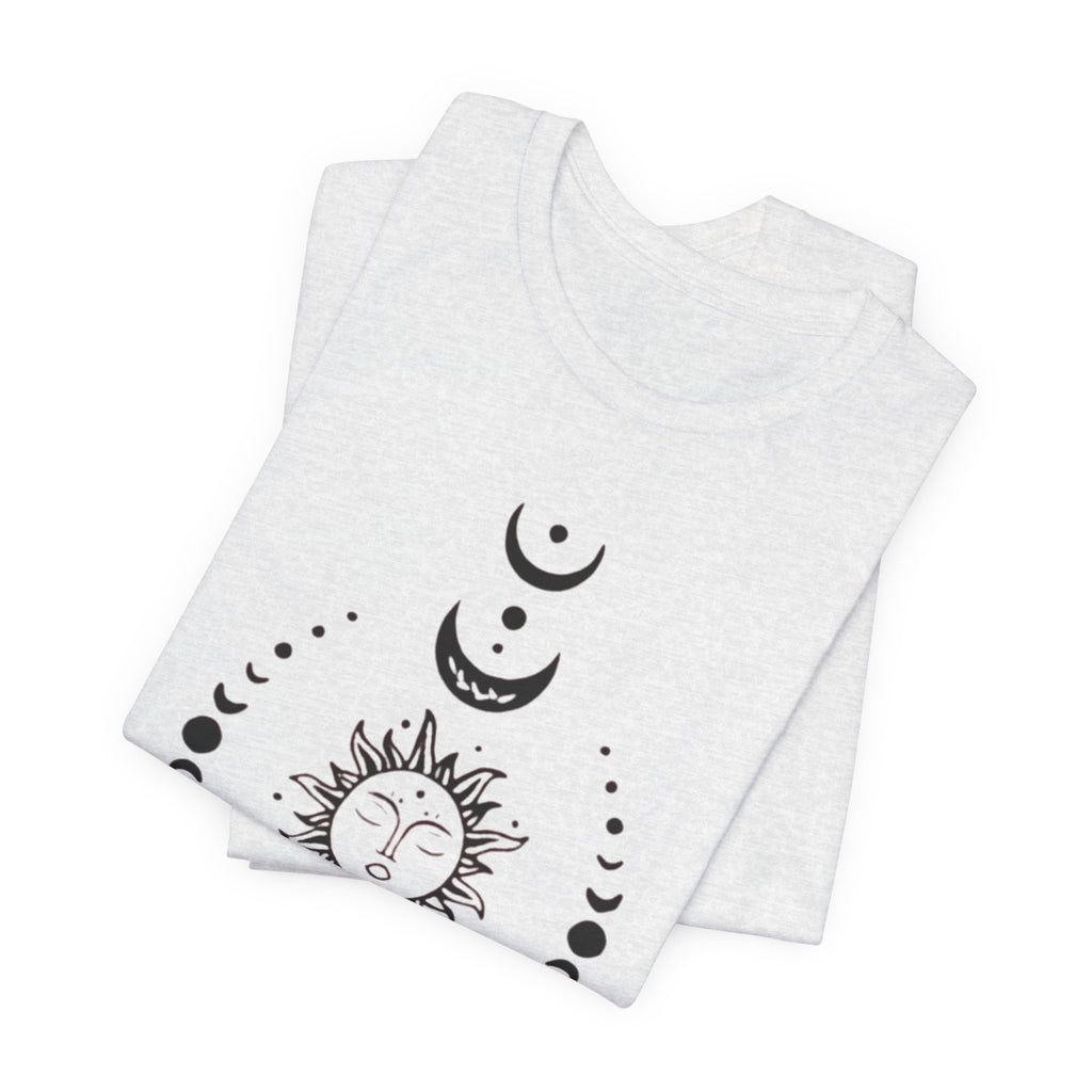 Celestial Phase Unisex Tee | Sun and Moon Graphic Tee, Astrology Shirt, Boho Style, Gift for Sky Lovers, Casual Everyday Wear