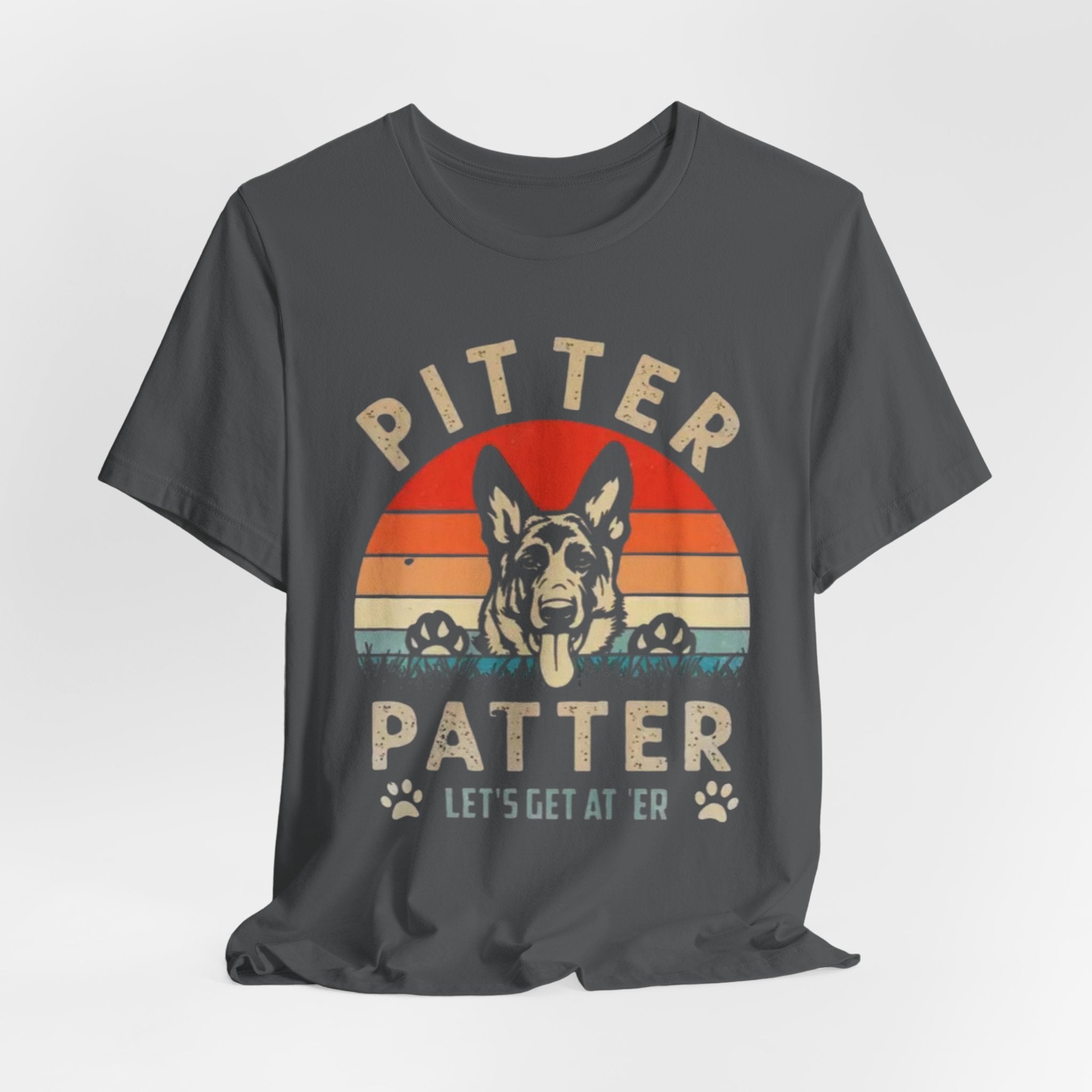 Pitter Patter German Shepherd Tee — 'Let's Get at 'Er' Retro Dog T-Shirt