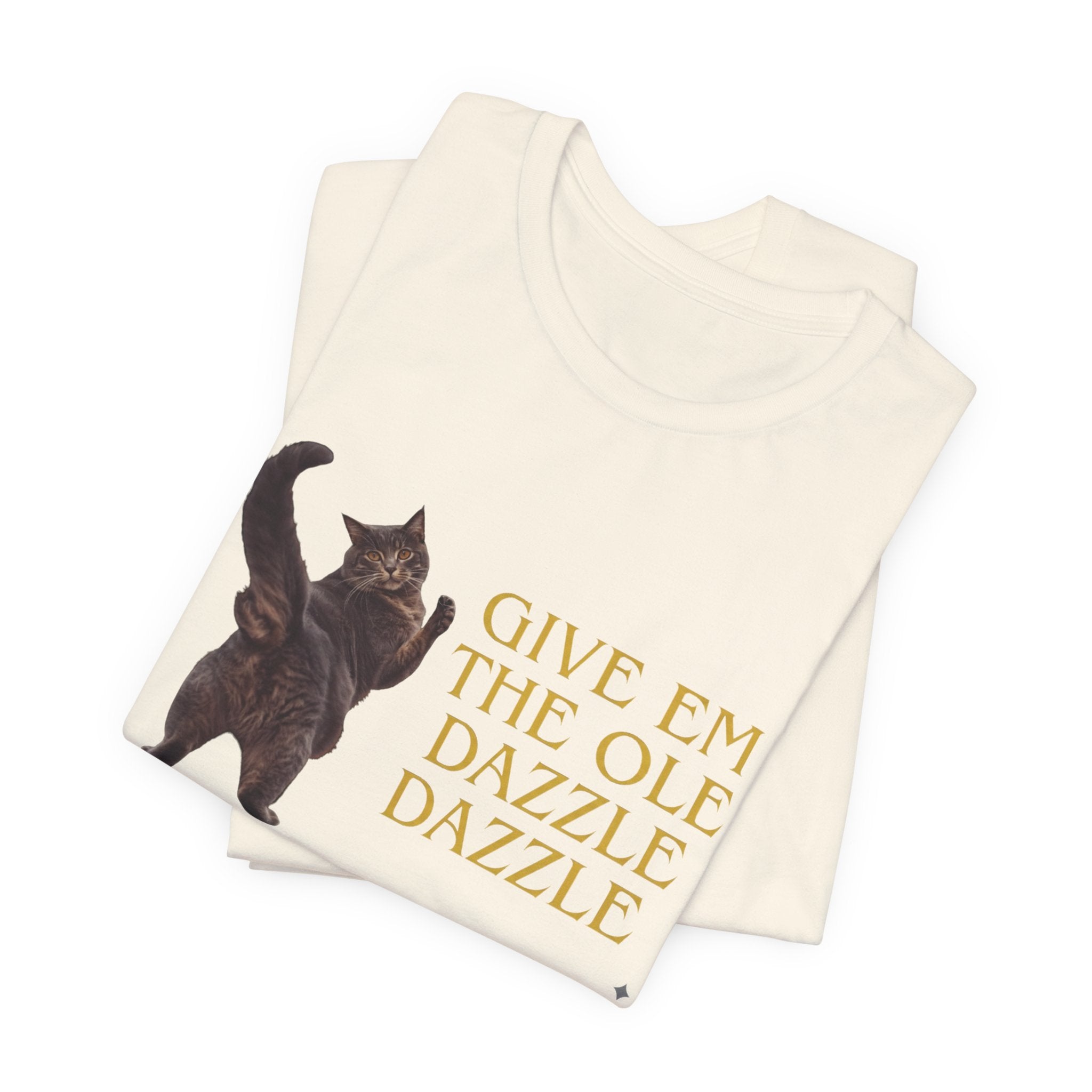 Give 'Em the Ole Dazzle Dazzle Cat T-Shirt | Retro Cat Illustration