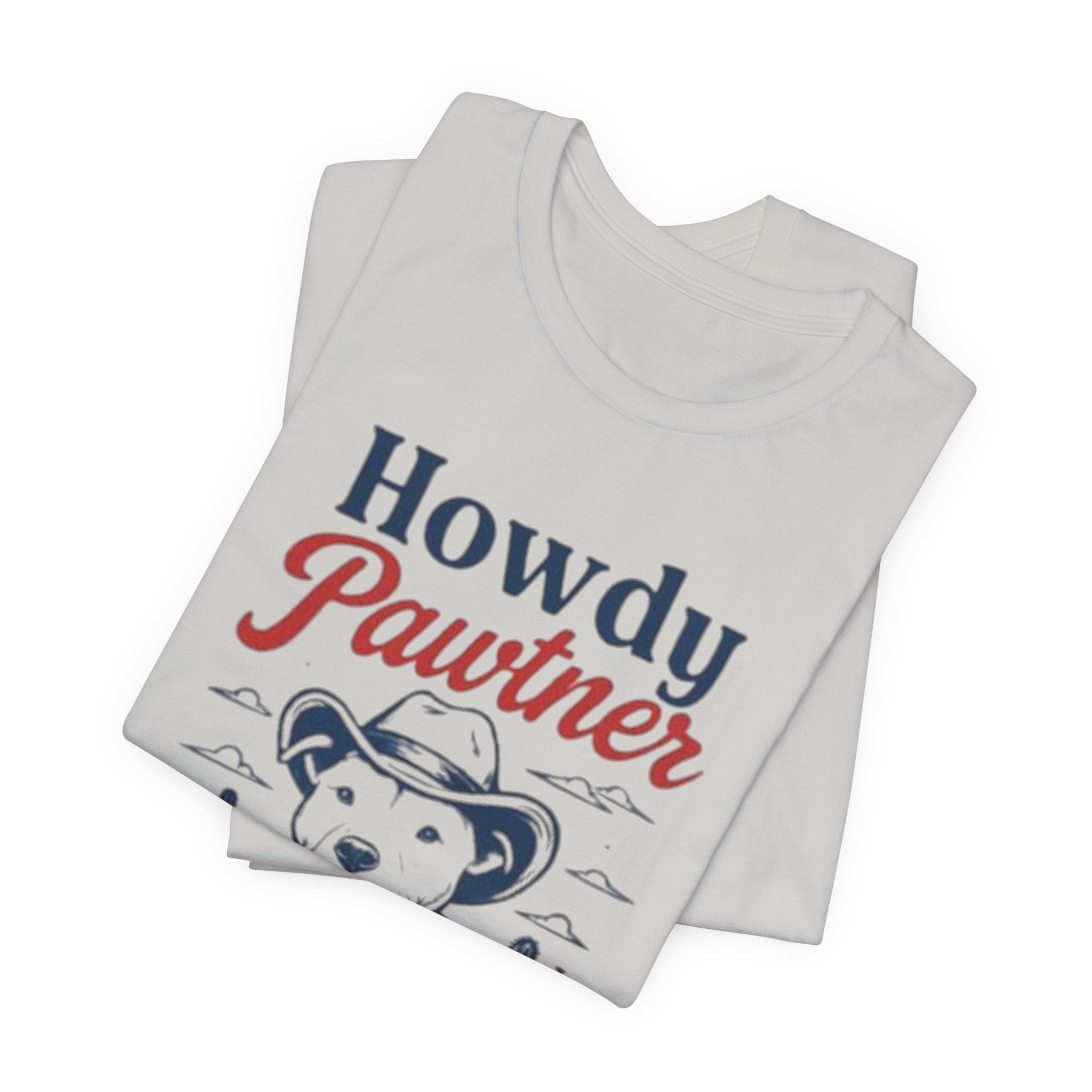 Howdy Pawtner Dog Cowboy Tee | Pit bull tee,Western Cactus Puppy Illustration