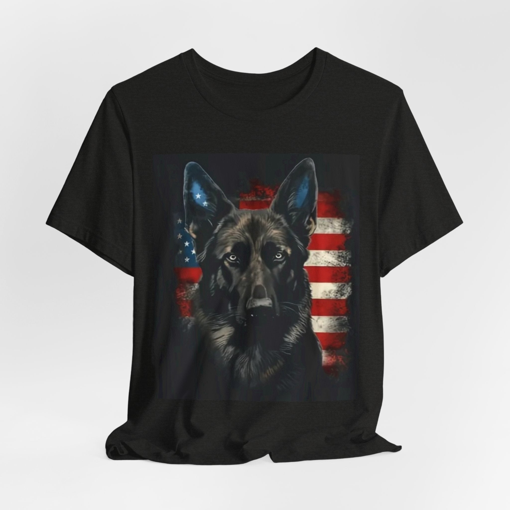 German Shepherd Patriotic T-Shirt — Belgian Malinios Tee, American Flag Dog Tee