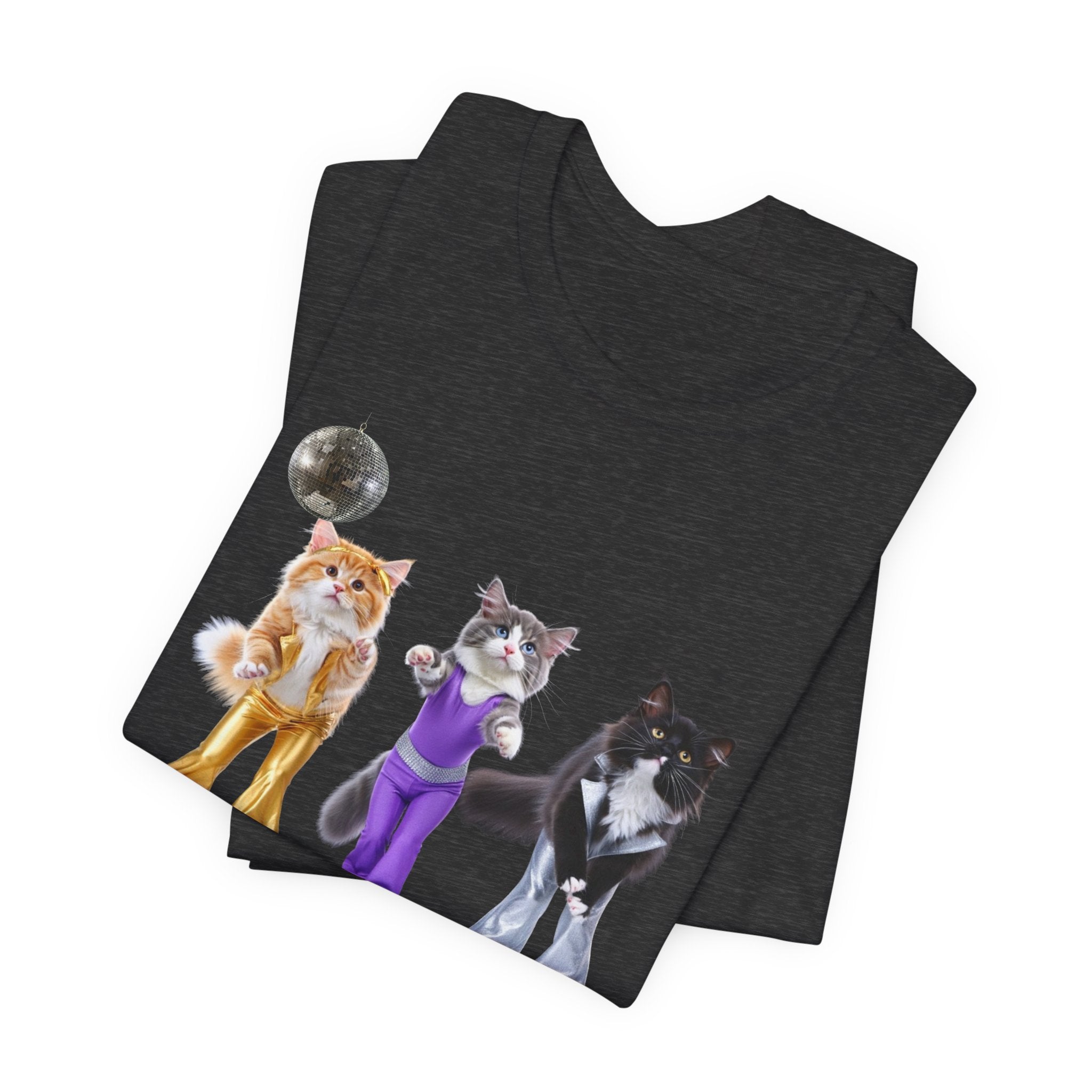 Disco Cats Trio T-Shirt | Cat Roller Skate Illustration, Retro 70s Vibe