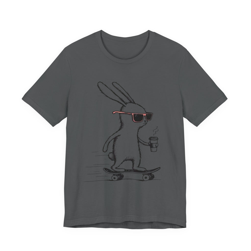 Cool Skateboarding Rabbit Tee, Unisex Short Sleeve Shirt, Funny Animal T-Shirt, Casual Daily Wear, Gift for Rabbit Lovers
