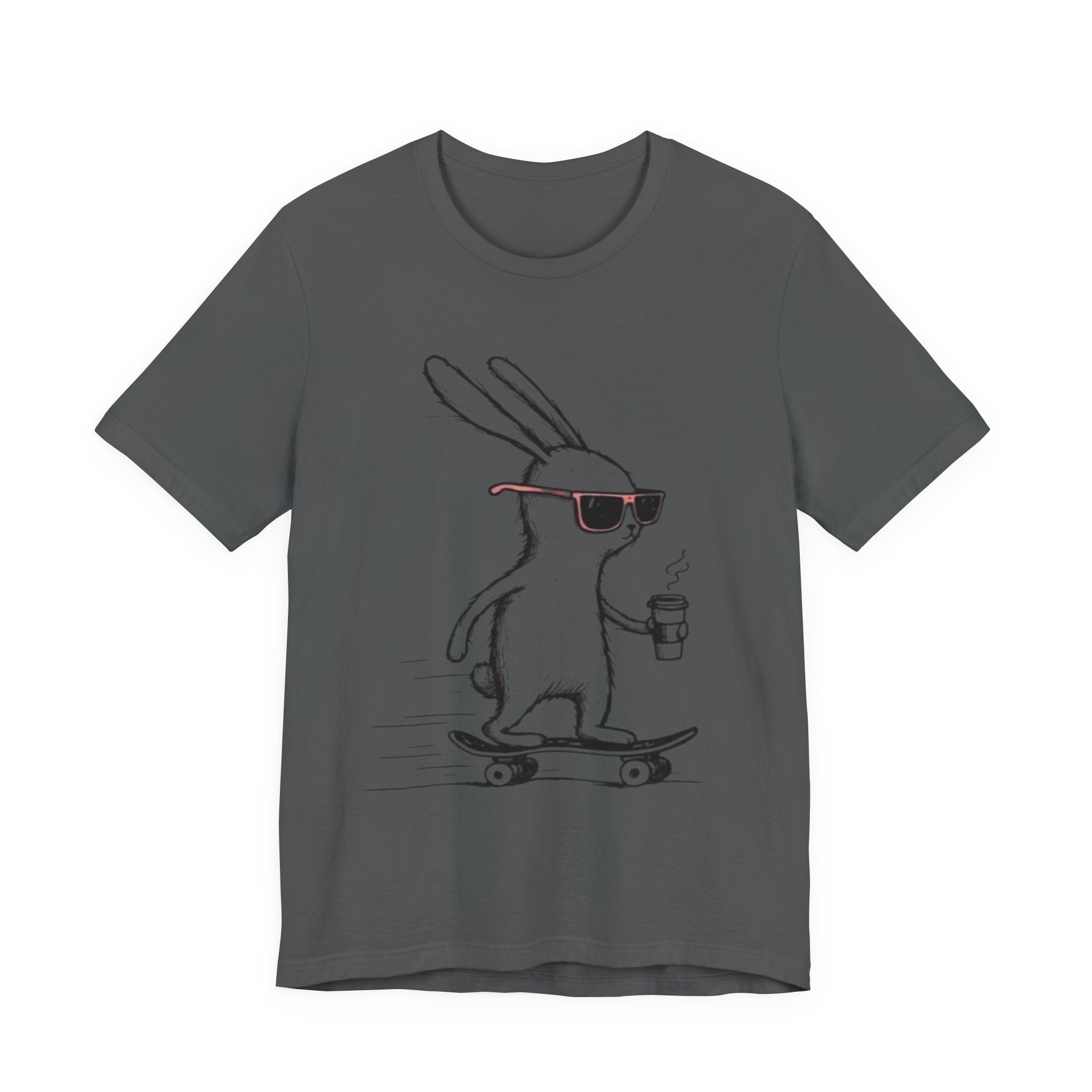 Cool Skateboarding Rabbit Tee, Unisex Short Sleeve Shirt, Funny Animal T-Shirt, Casual Daily Wear, Gift for Rabbit Lovers