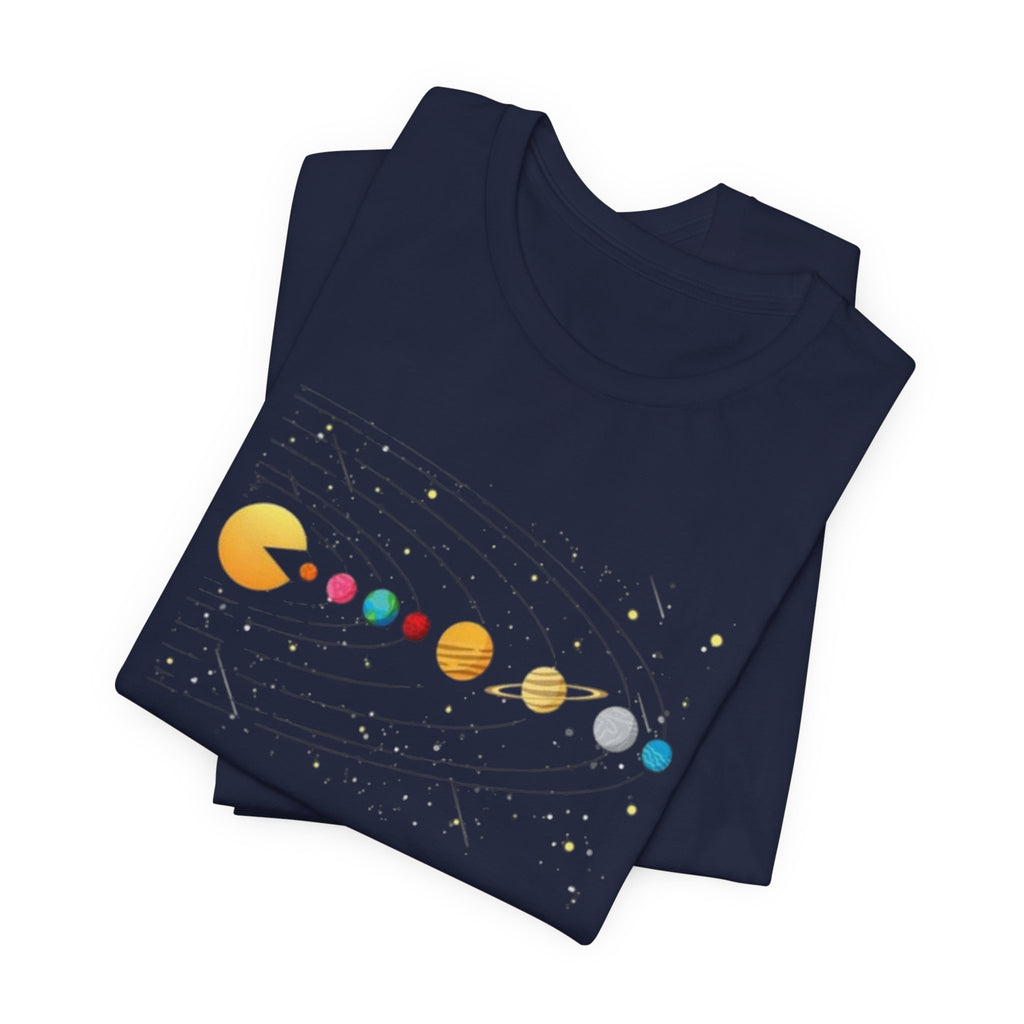 Pac-Man Solar System T-Shirt | Retro Arcade Planets Tee