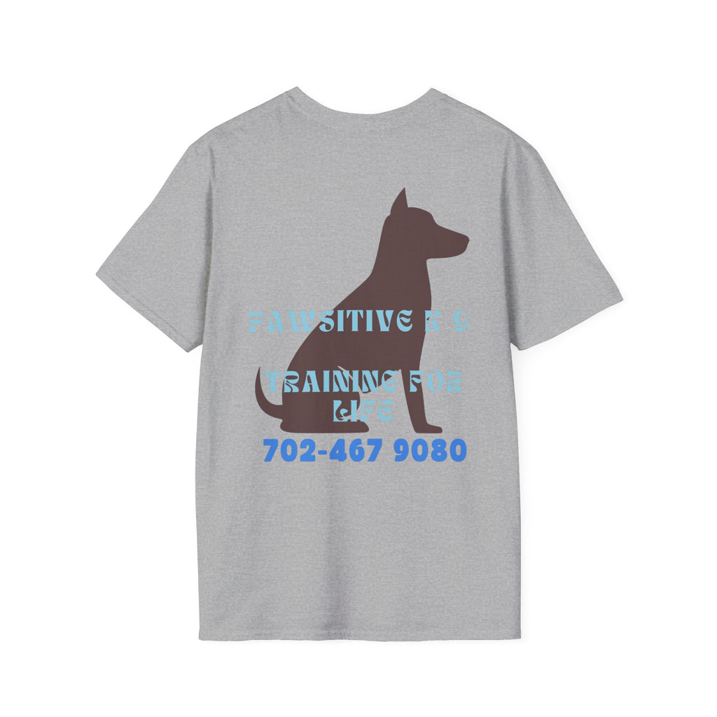 Dog Training T-Shirt — "Pawsitive K-9 Training for Real" with Contact Number, Personalized shirt