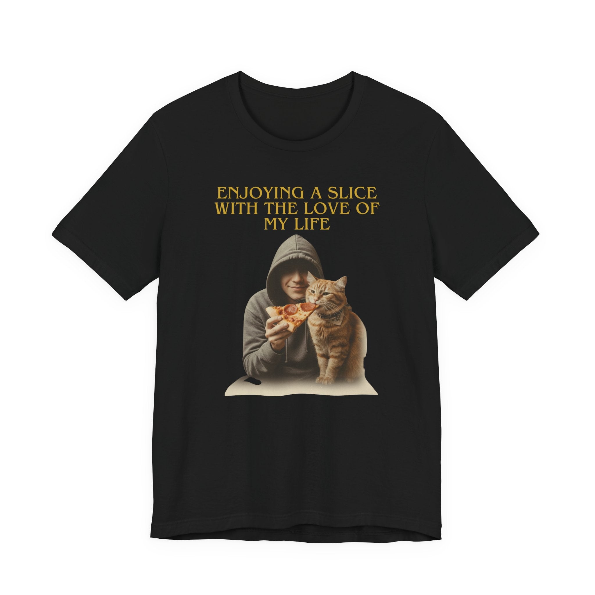 Enjoying a Slice With the Love of My Life T-Shirt | Cat Pizza Tee
