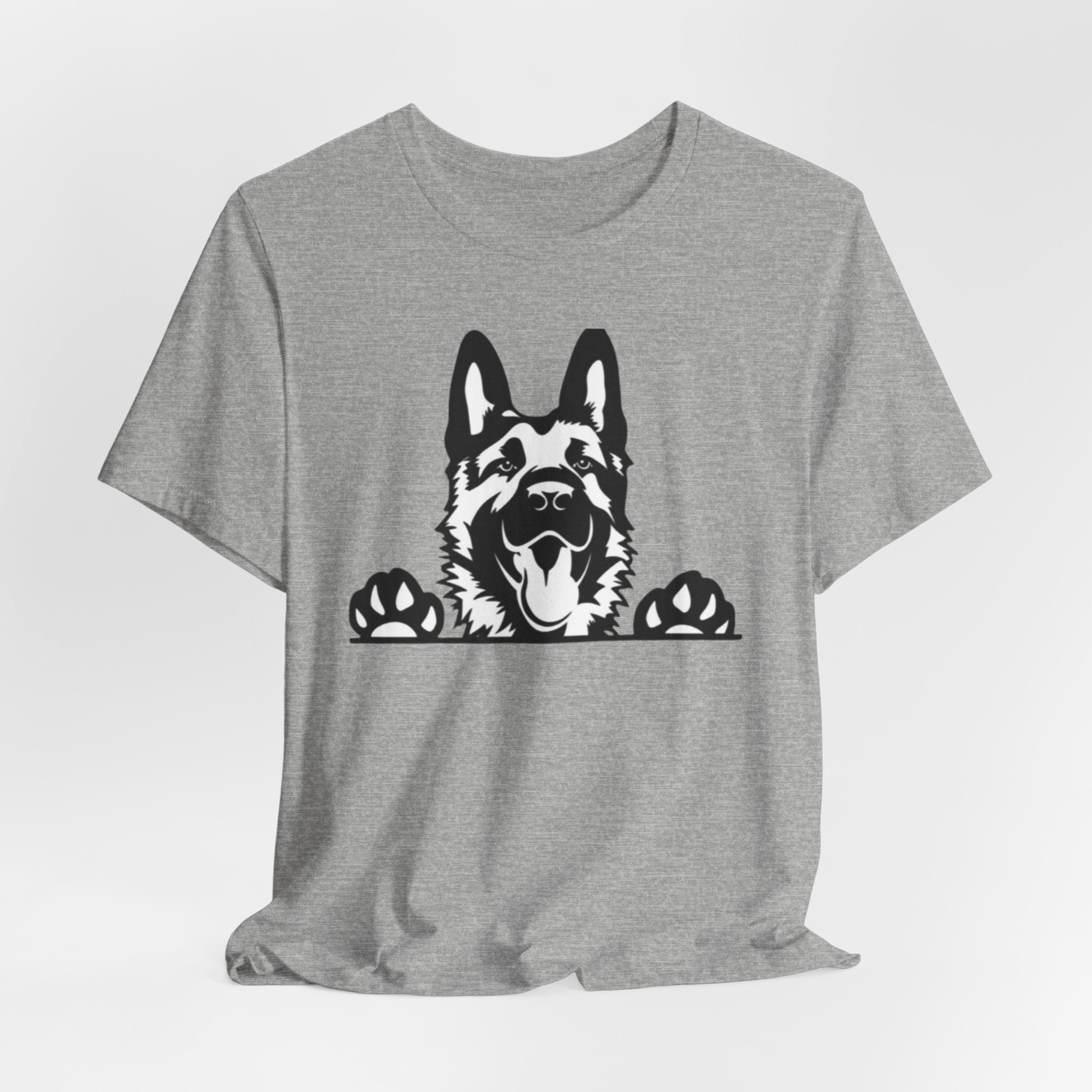 German Shepherd Peeking T-Shirt — Dog Lover Paw Print Tee