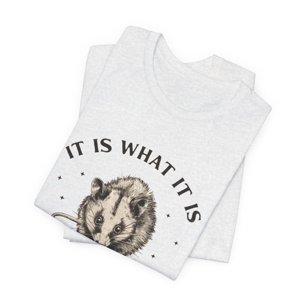 Humorous Opossum Tee - "It Is What It Is" Graphic T-Shirt, Funny Gift, Casual Wear, Animal Lover, Birthday, Gift for Friends