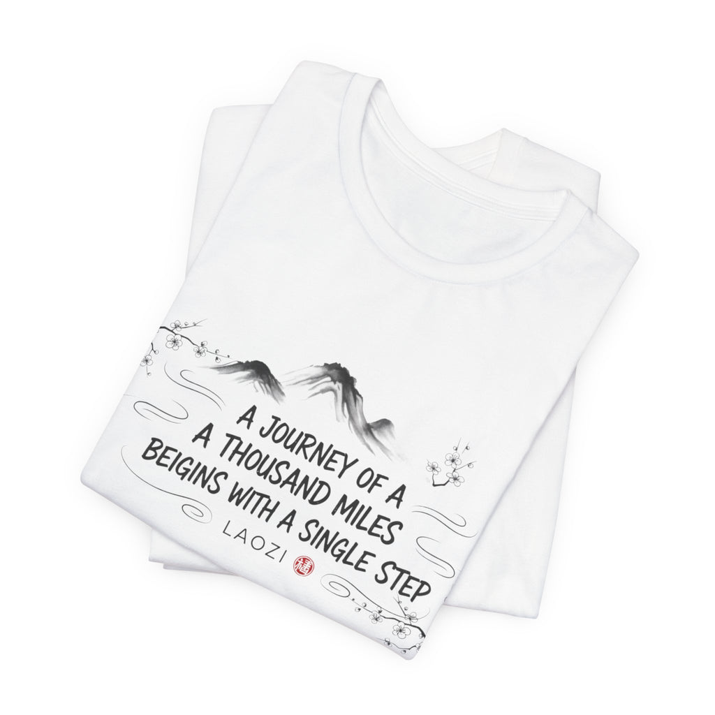 A Journey of a Thousand Miles tee | Mountain Quote Shirt, Minimal Zen Design