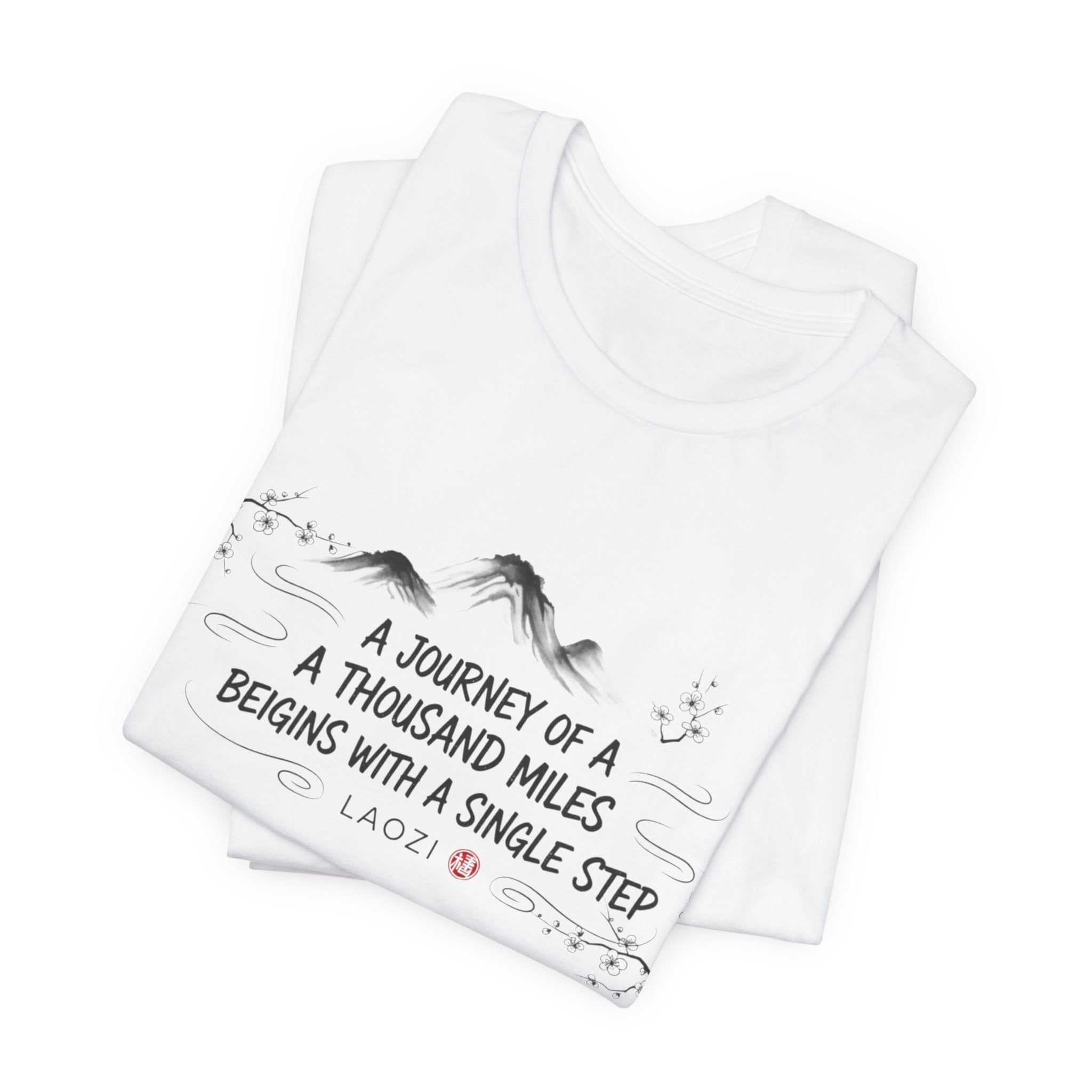 A Journey of a Thousand Miles tee | Mountain Quote Shirt, Minimal Zen Design