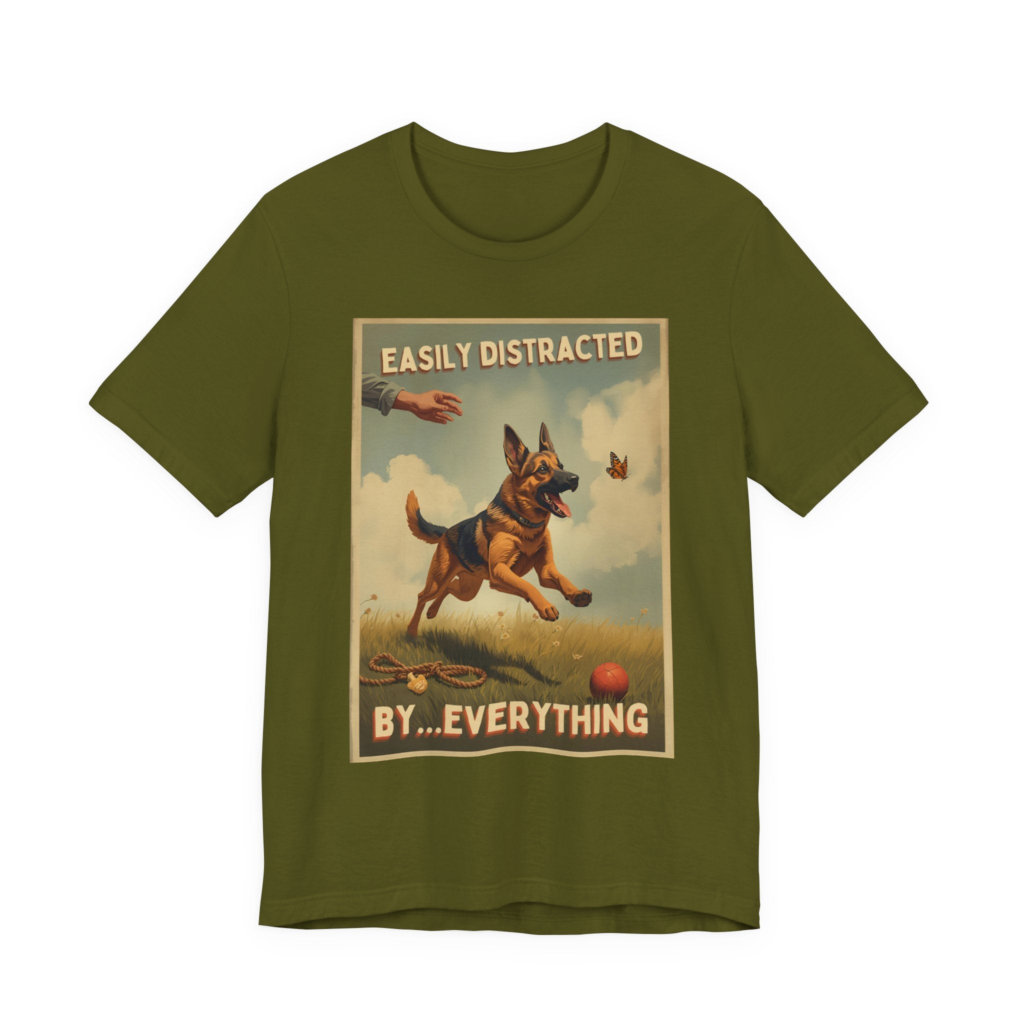 German Shepherd tee, Easily Distracted By Everything dog graphic tee | T-Shirt