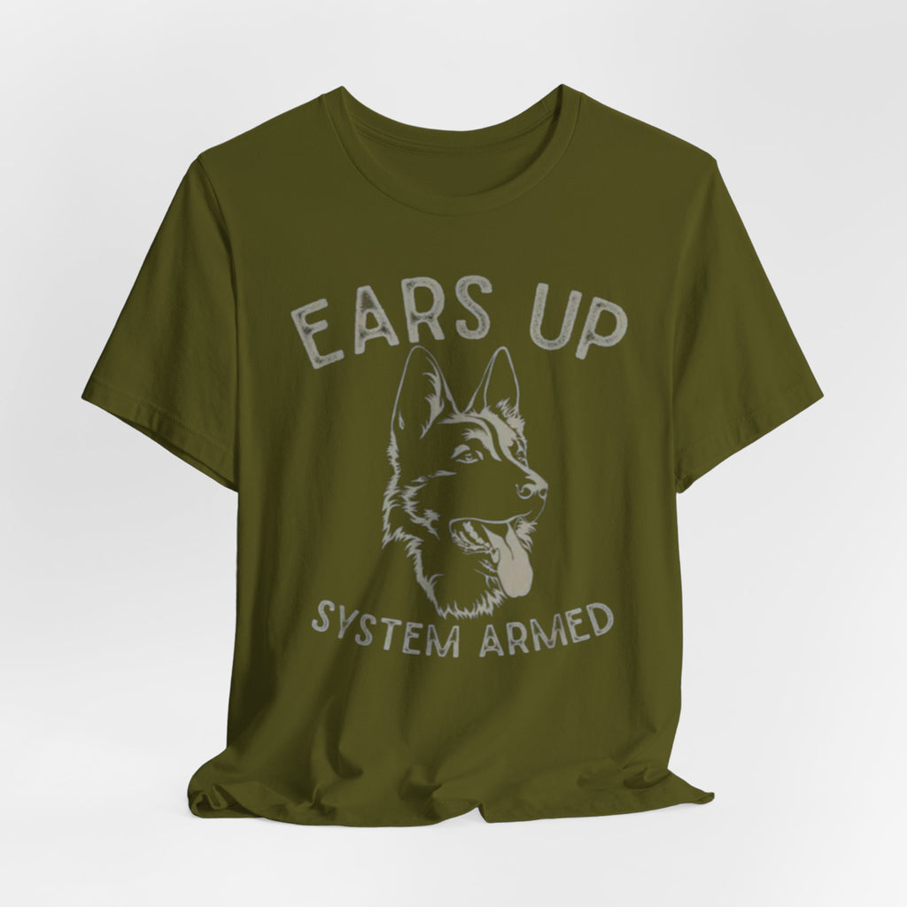 German Shepherd  Ears Up K9 Graphic Tee — "System Armed" German Shepherd Dog Shirt