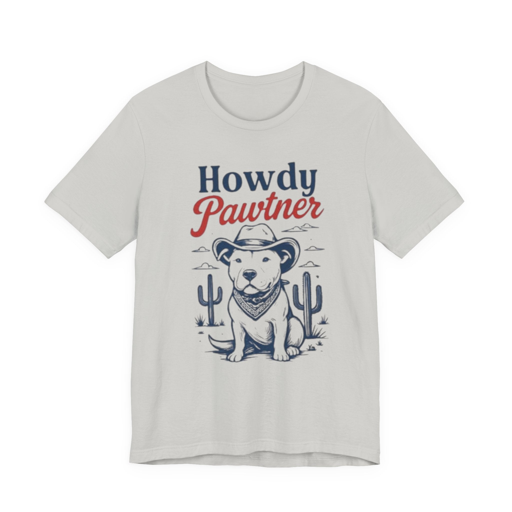 Howdy Pawtner Dog Cowboy Tee | Pit bull tee,Western Cactus Puppy Illustration
