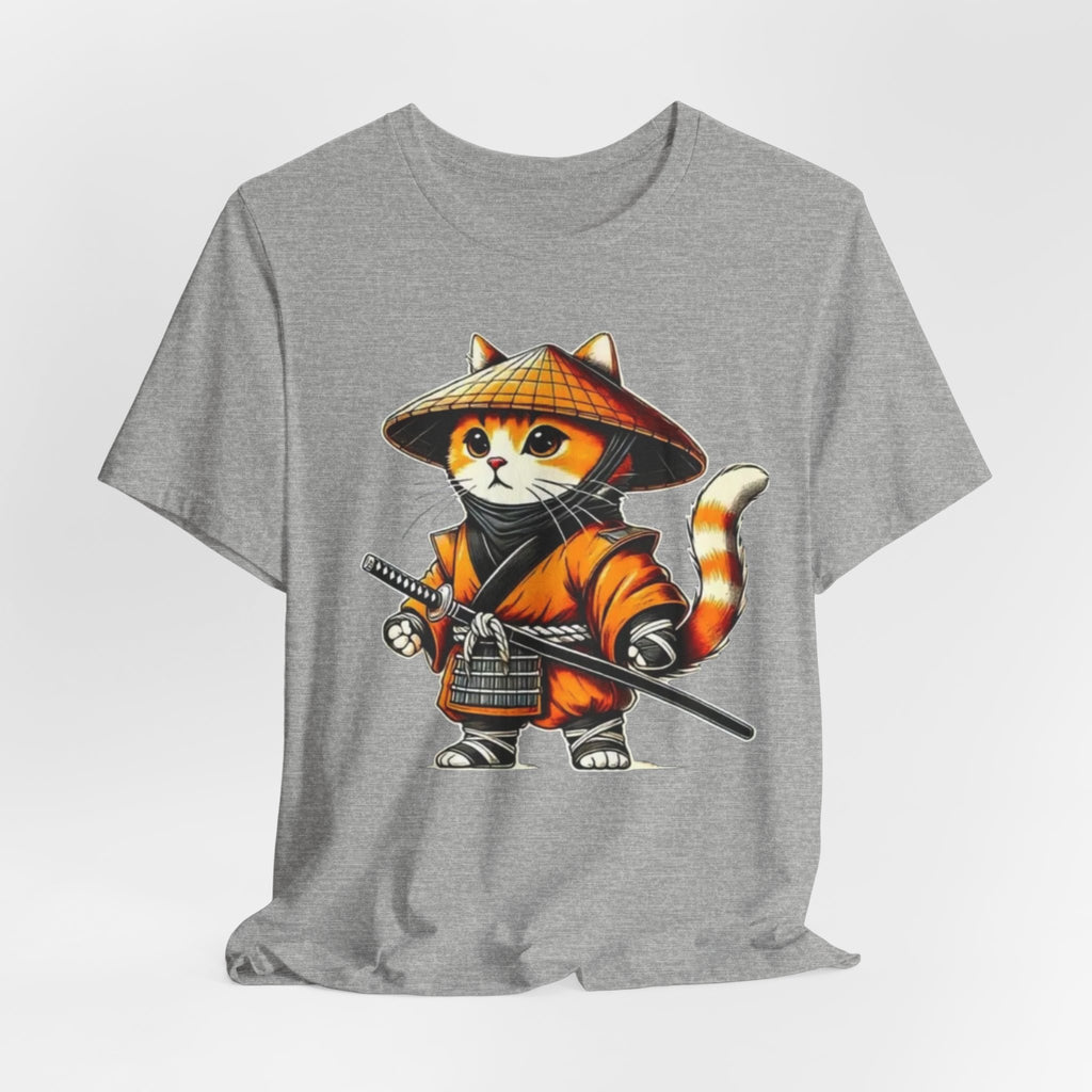 Samurai Cat T‑Shirt — Cute Ninja Kitten Graphic Tee