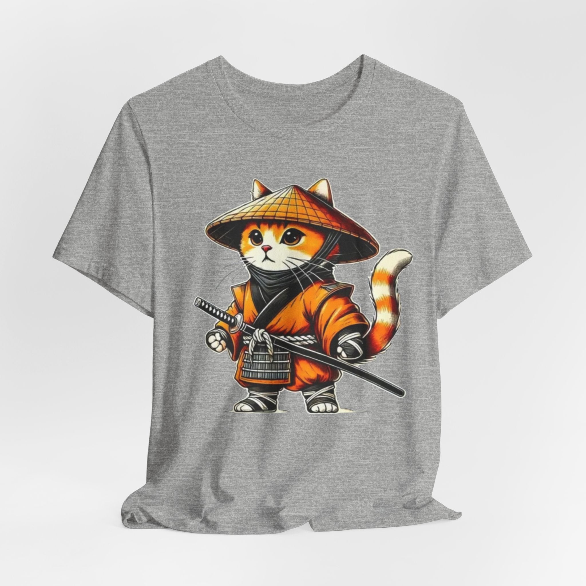 Samurai Cat T‑Shirt — Cute Ninja Kitten Graphic Tee