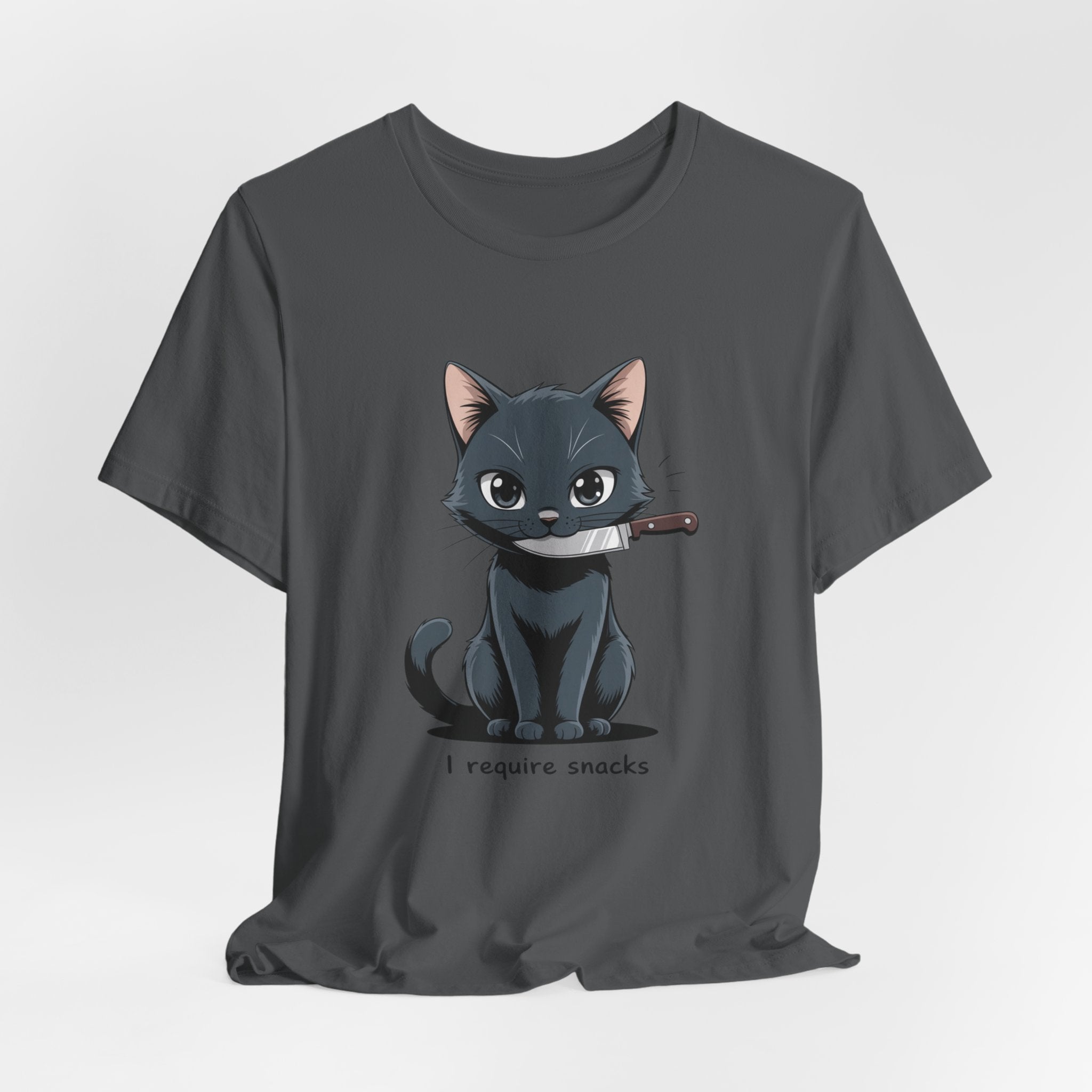 Cute Cat Snack Time Tee, Unisex Cartoon T-Shirt, Pet Lover Gift, Animal Lover Apparel, Funny Cat Shirt, Gift for Cat Owners