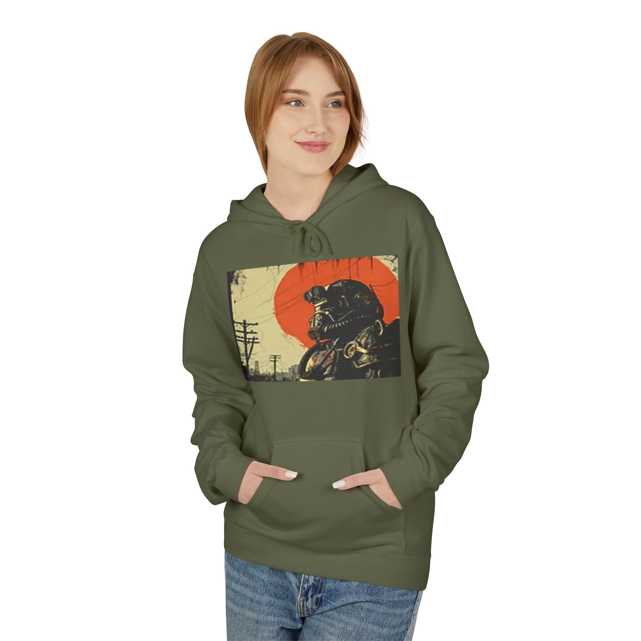 Vintage Biker Skull Hoodie , Fallout Hoodie— Sunset Rider Graphic Pullover