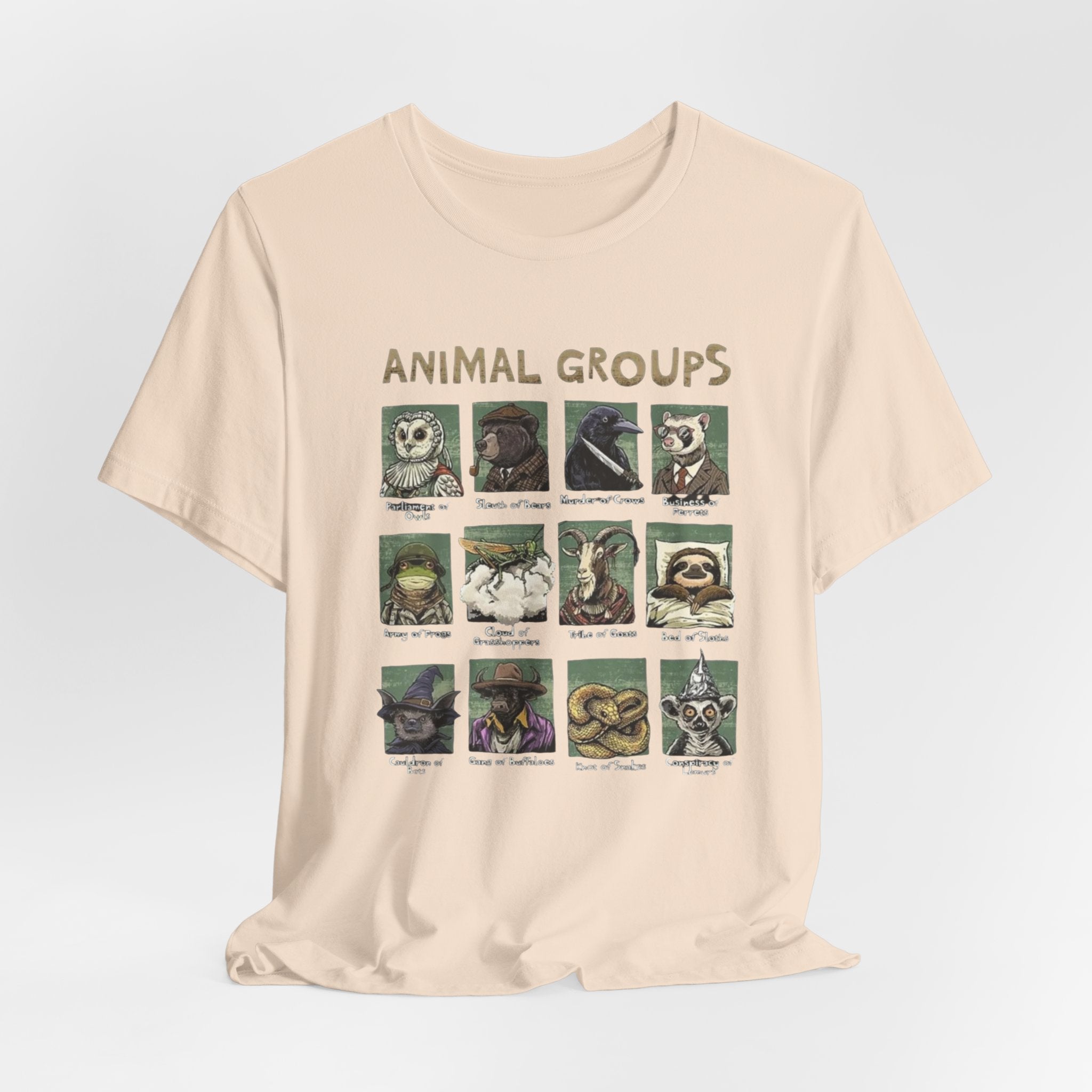 Animal Groups tee | Vintage animal illustrations grid