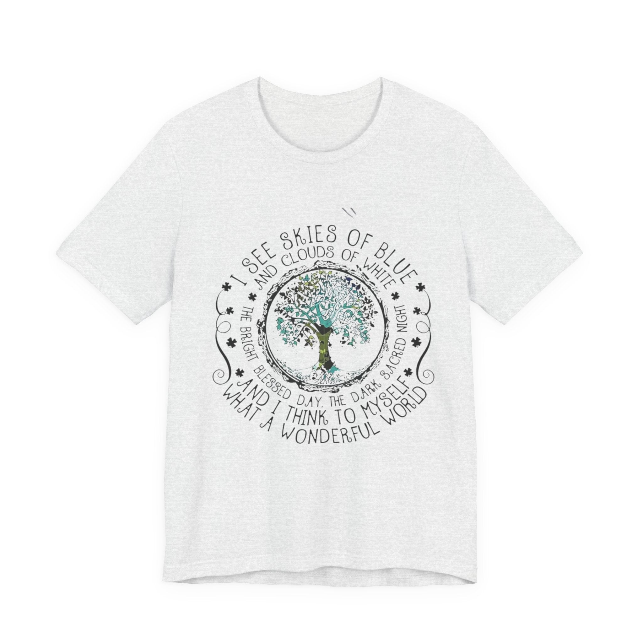 Vintage Inspirational Tee, Unisex Jersey T-Shirt, Nature Lover Gift, Skies of Blue Design, Positive Quote Shirt, Eco-Friendly Apparel