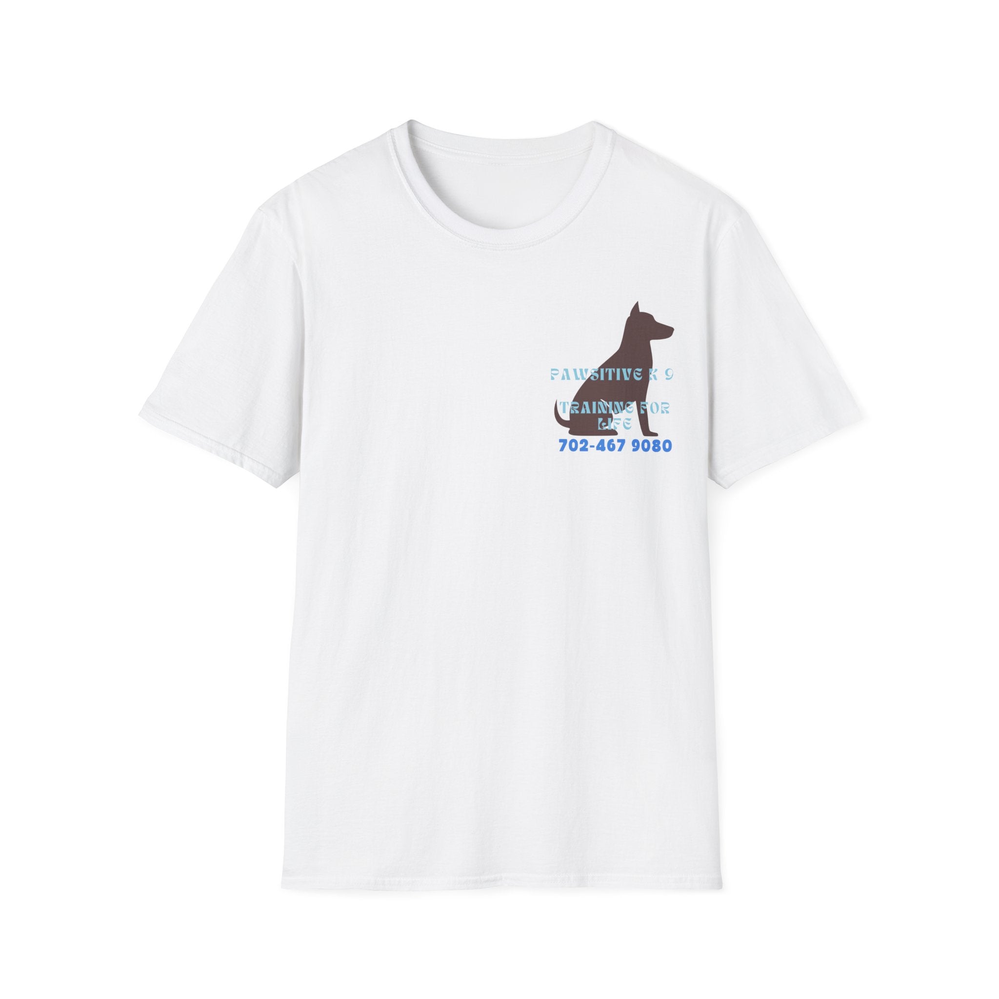 Dog Training T-Shirt — "Pawsitive K-9 Training for Real" with Contact Number, Personalized shirt