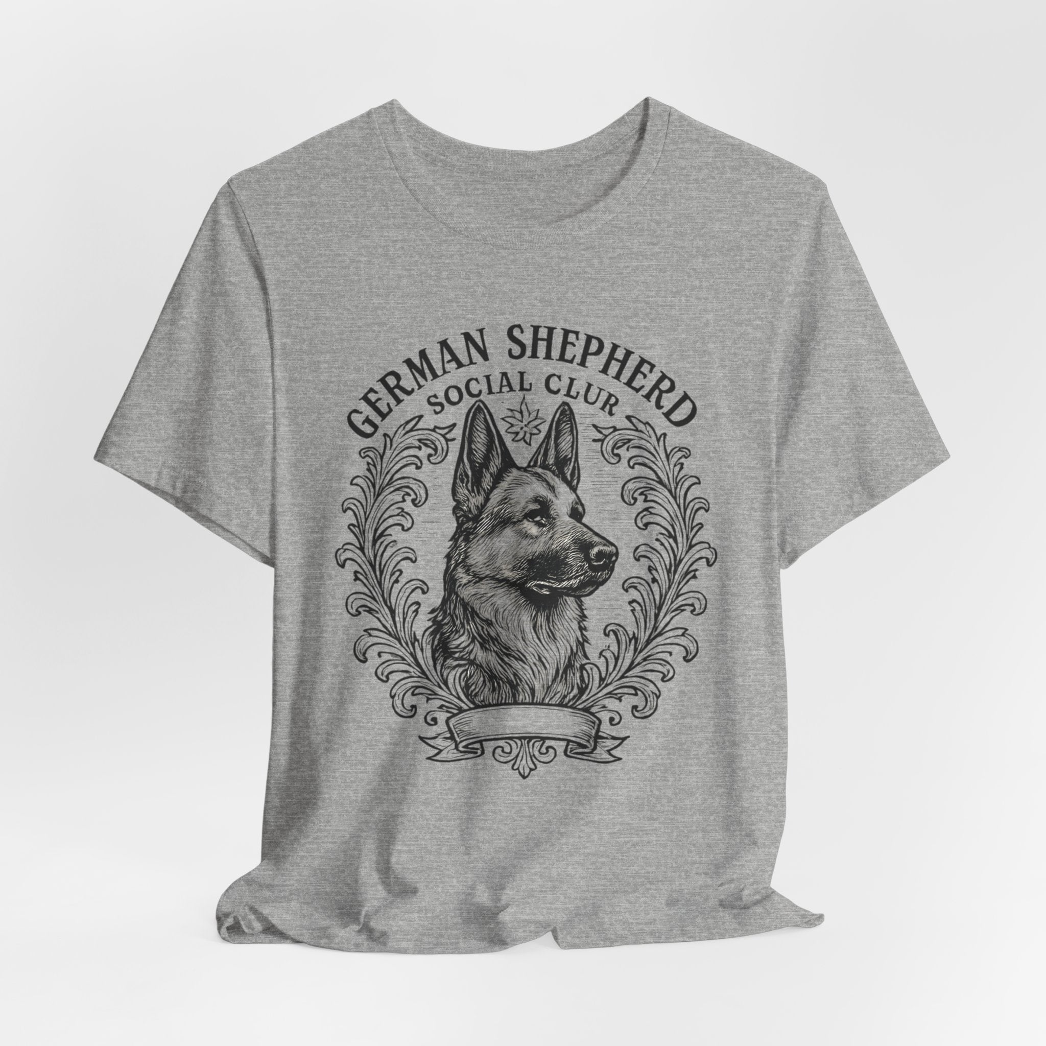 German Shepherd Social Club Tee - Unisex Short Sleeve Shirt for Dog Lovers, Pet Gift, Casual Wear, Canine Enthusiast Apparel