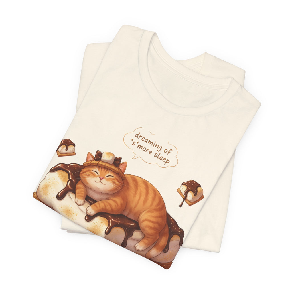 Sleeping Tabby on S'mores Tee | Cat Dessert Illustration T-Shirt