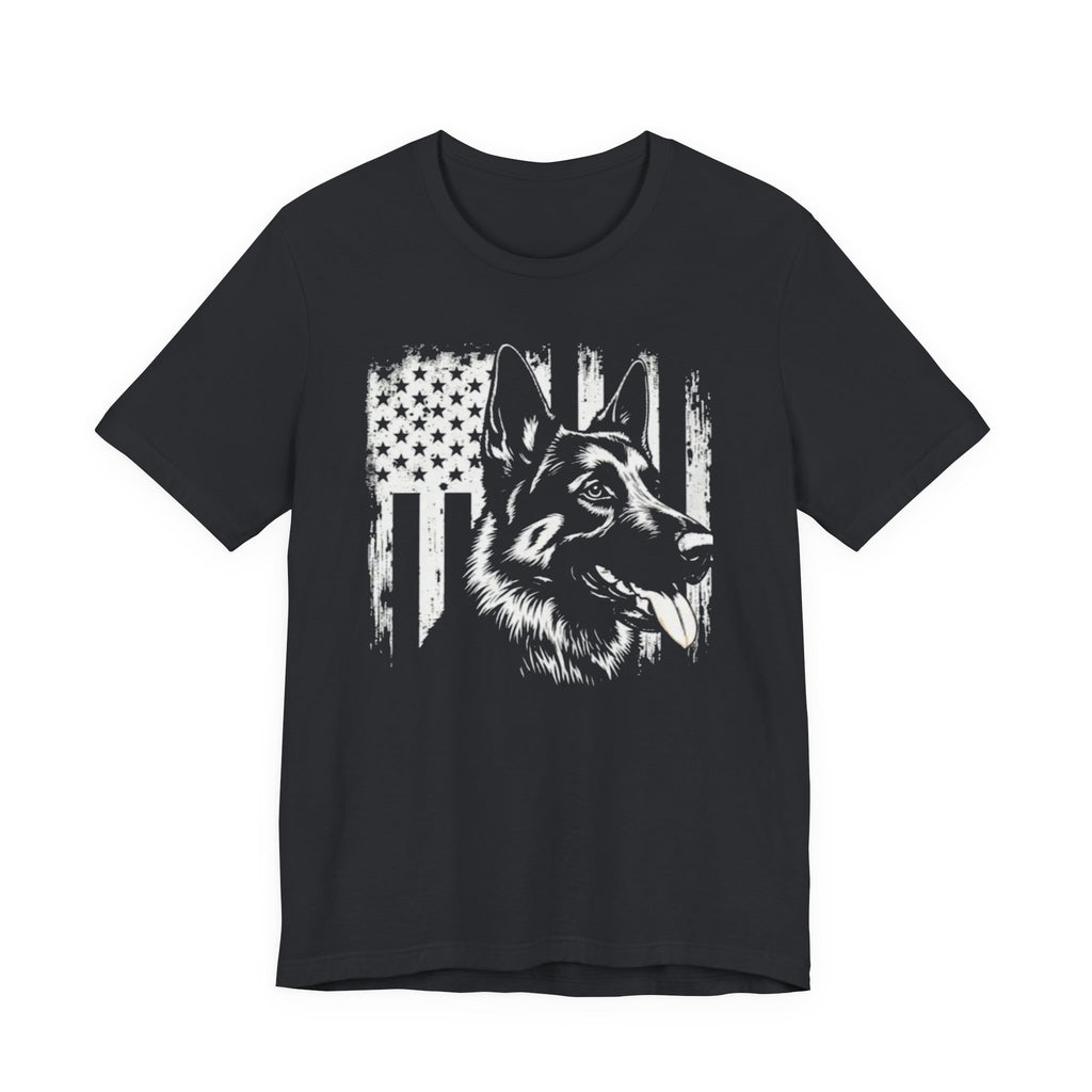 German Shepherd American Flag T‑Shirt — Patriotic K9 Tee