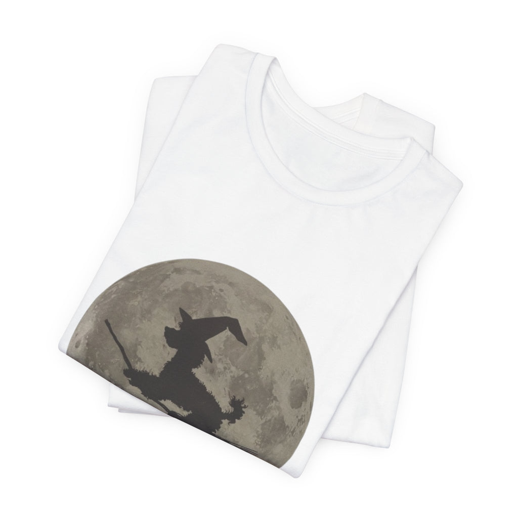 Poodle tee, Witchy Moon Graphic Tee, Spooky Halloween Shirt, Unisex Tee for Fall, Witch Costume Top, Magical Gift for Her