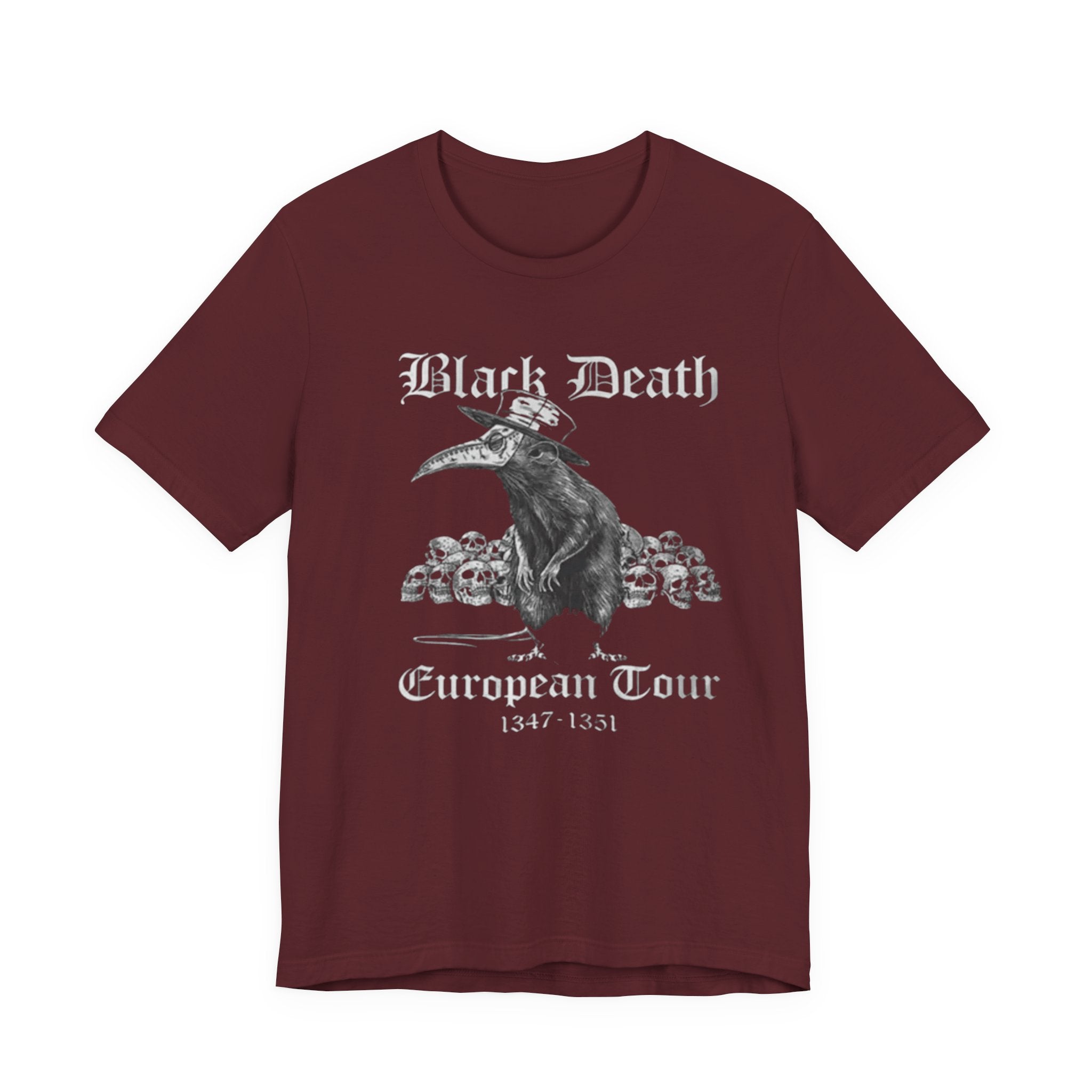 Black Death Plague Doctor crow European Tour T-Shirt | 1347-1351 gothic tee