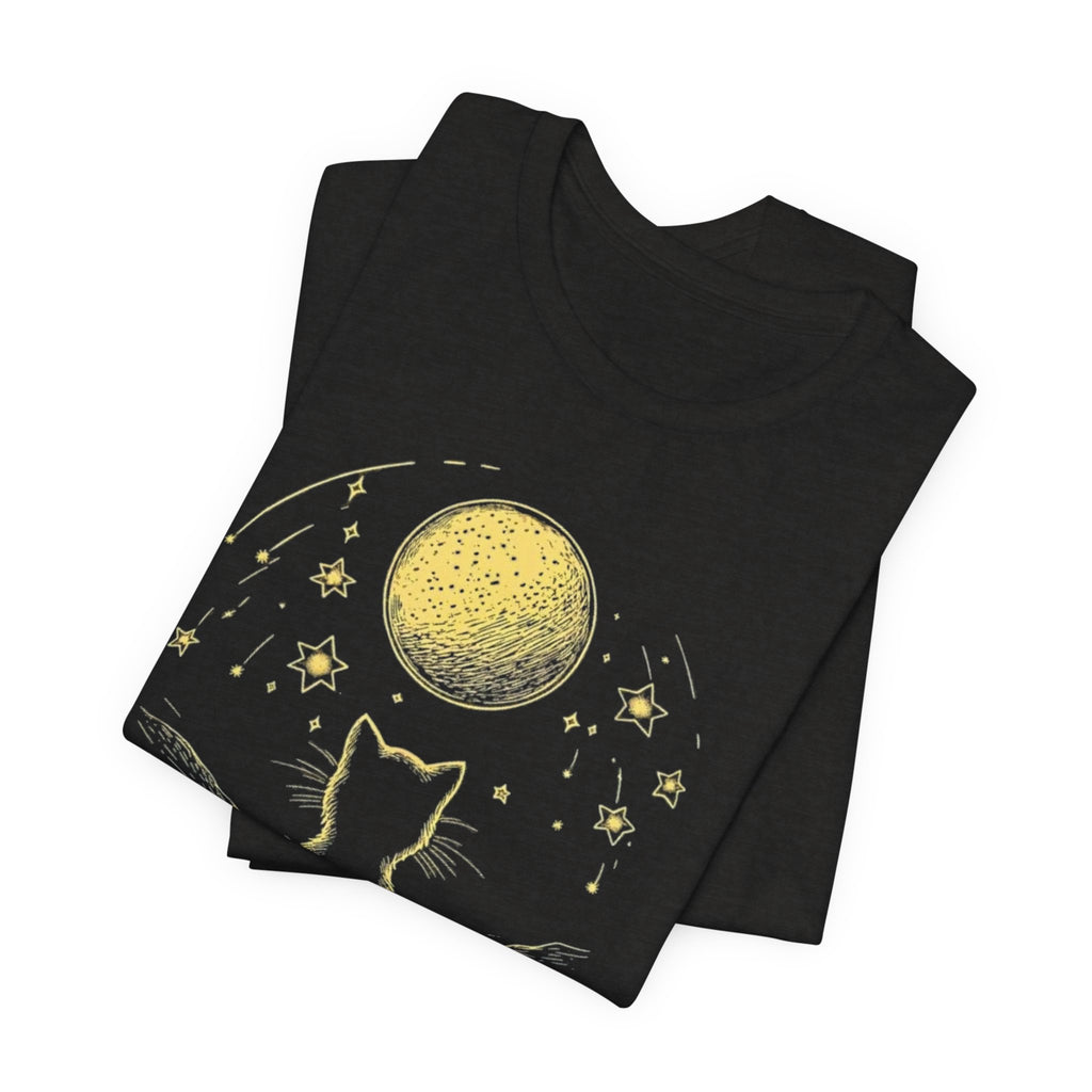 Cat Silhouette Moonlight T-Shirt | Night Sky Stars