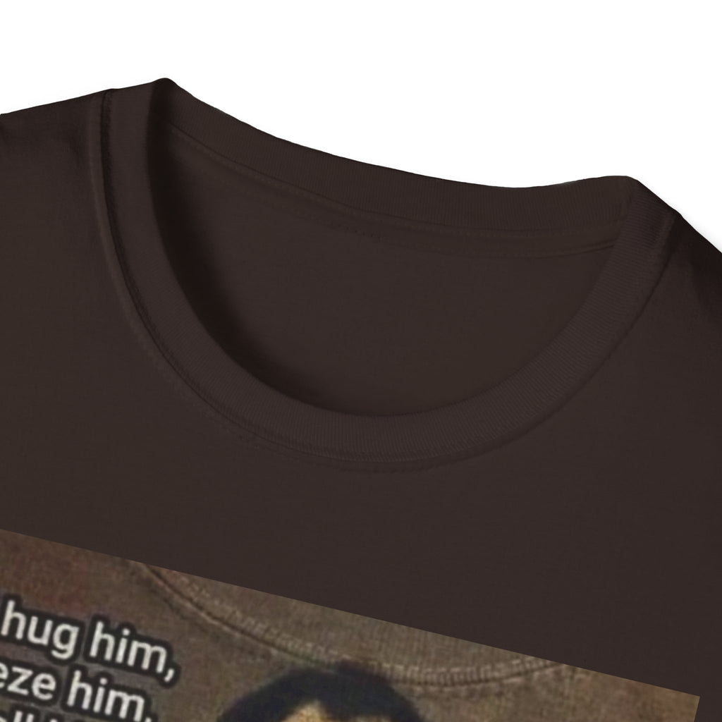Funny Cat Meme T-Shirt — "I will hug him... The fuck you will" Vintage Portrait Cat Tee