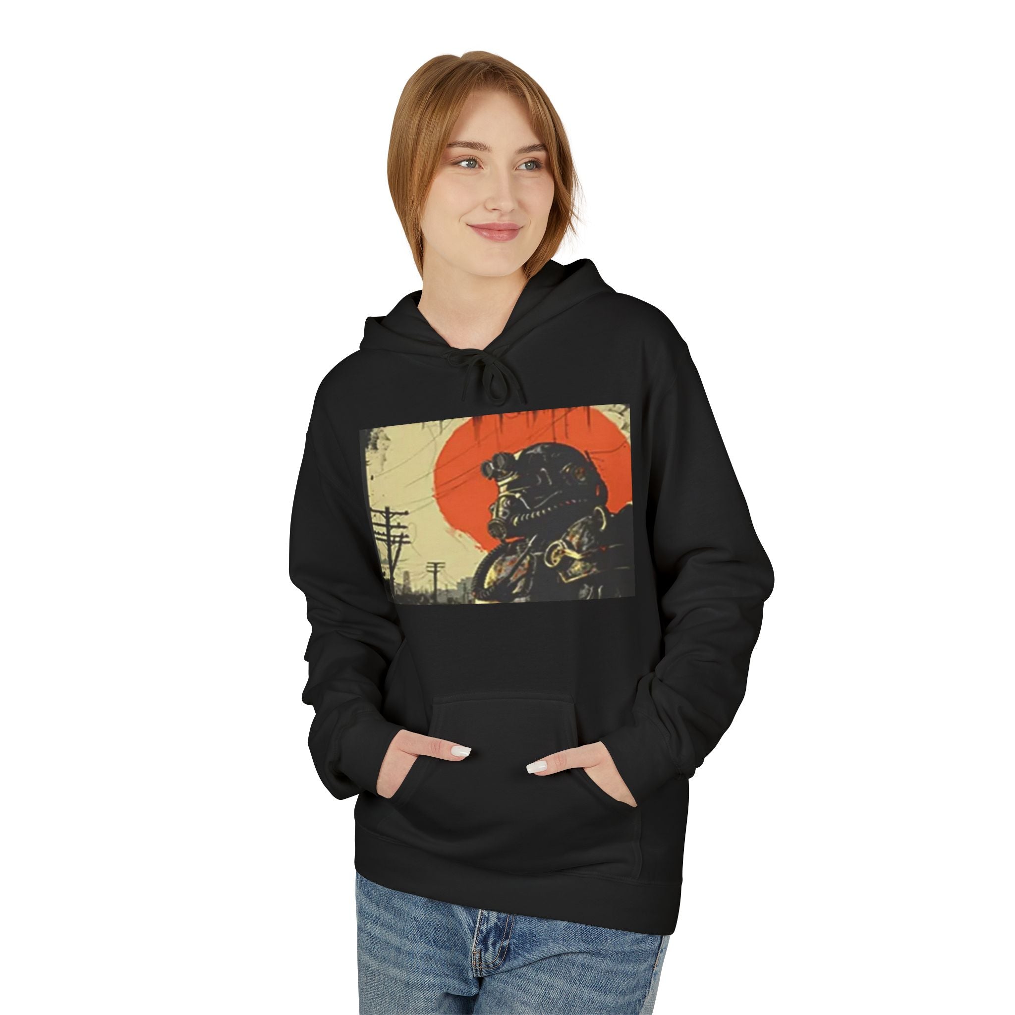 Vintage Biker Skull Hoodie , Fallout Hoodie— Sunset Rider Graphic Pullover