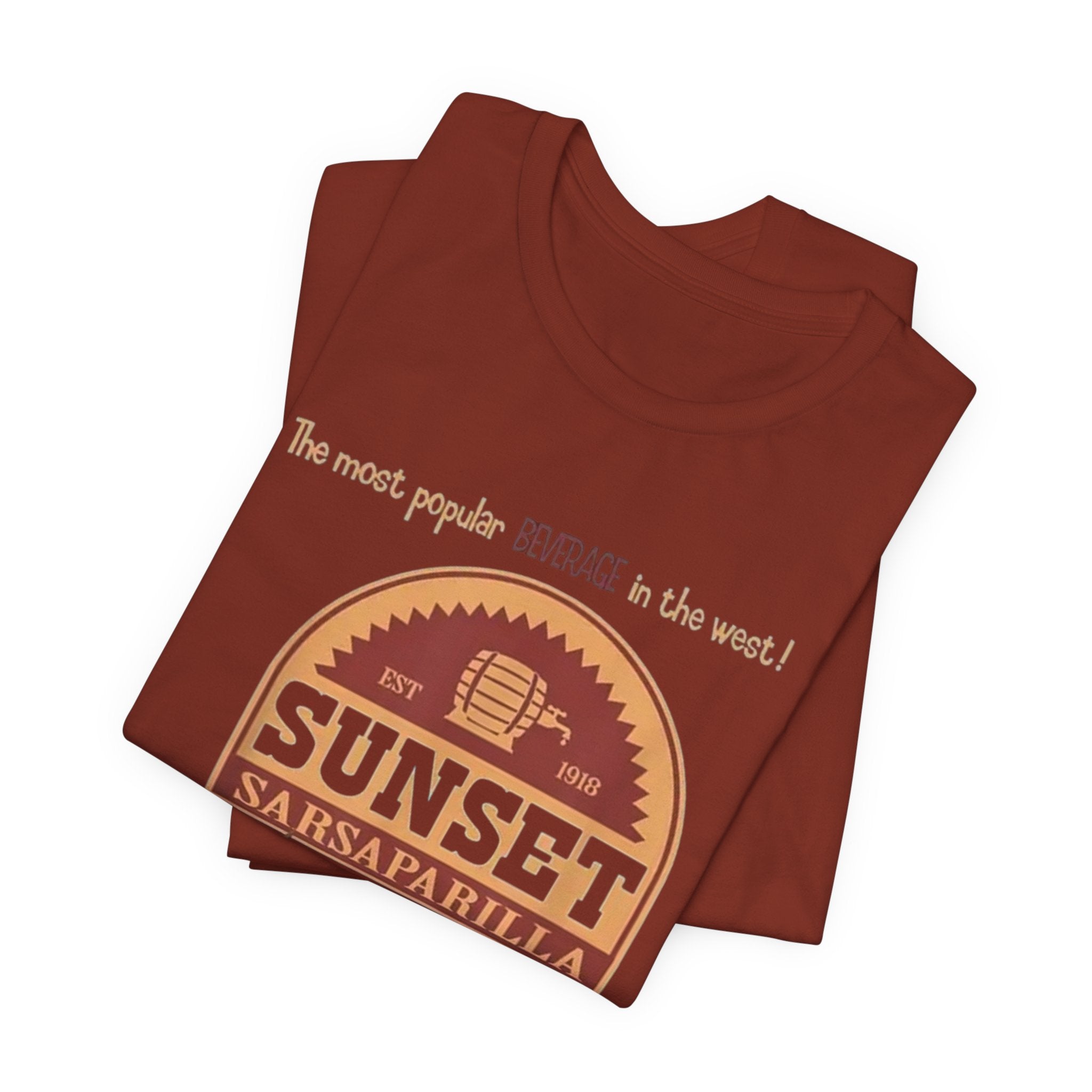 Sunset Sarsaparilla Tee — Retro Fallout Soda Logo T-shirt, Fallout Tee