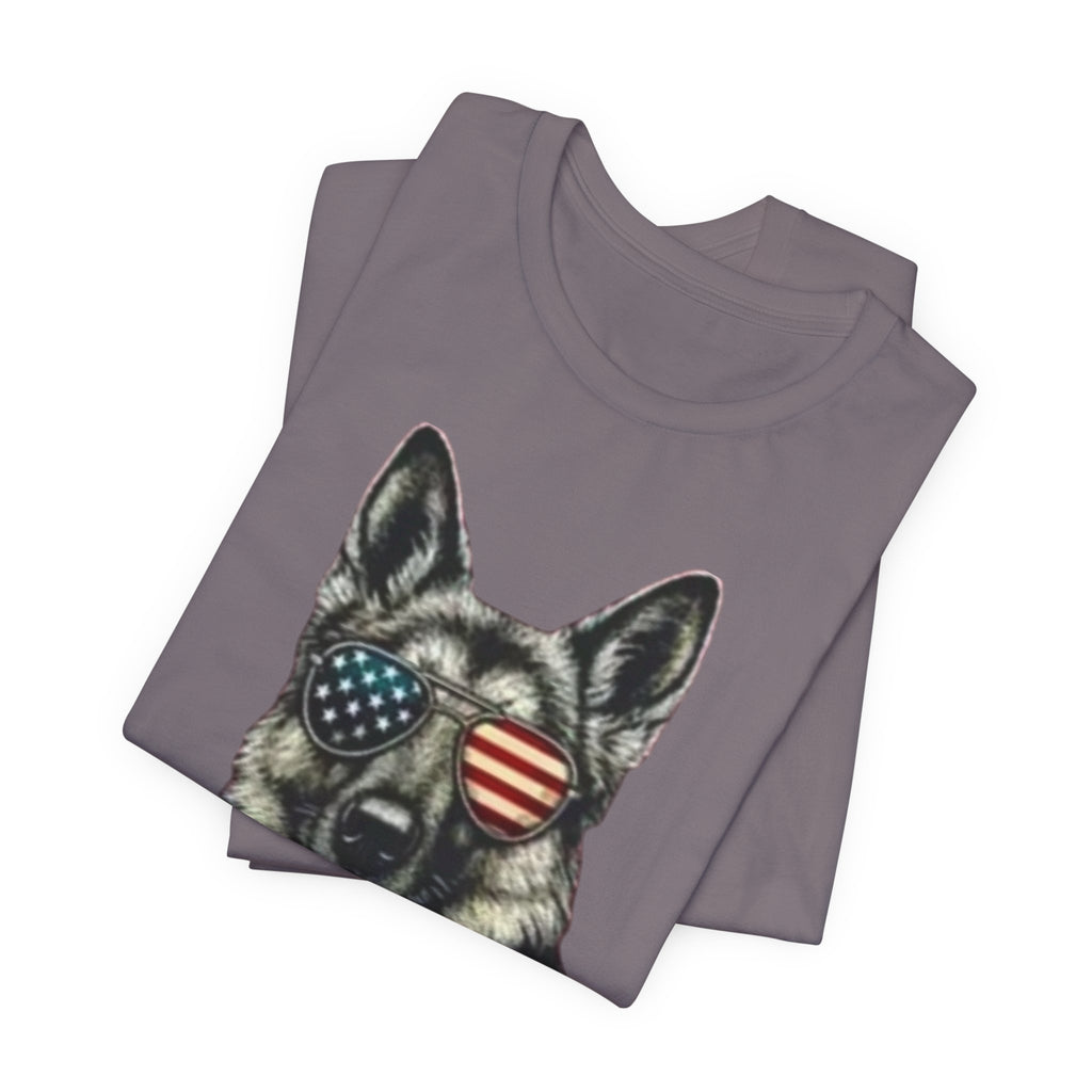 German Shepherd, American Flag Sunglasses German Shepherd T-Shirt