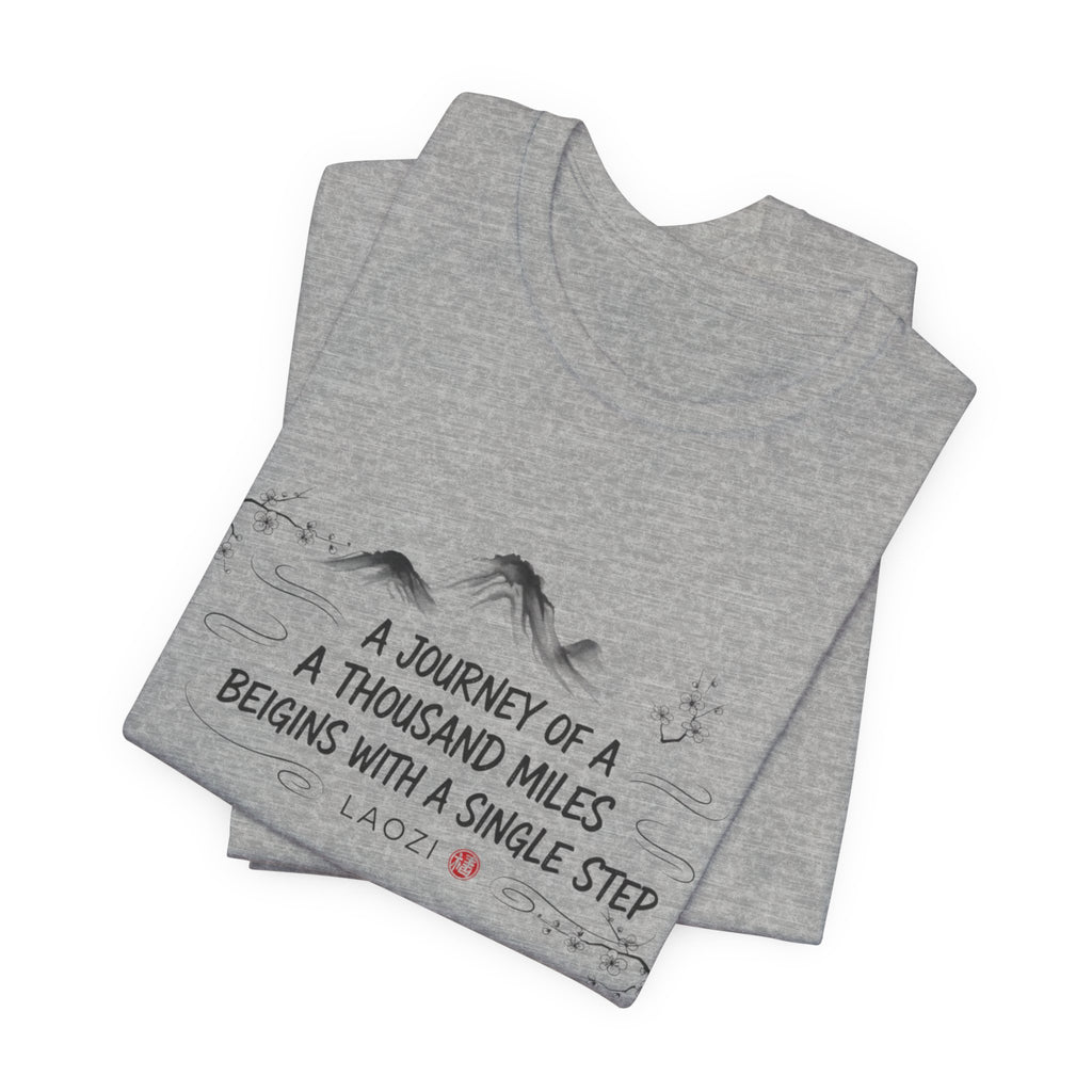 A Journey of a Thousand Miles tee | Mountain Quote Shirt, Minimal Zen Design