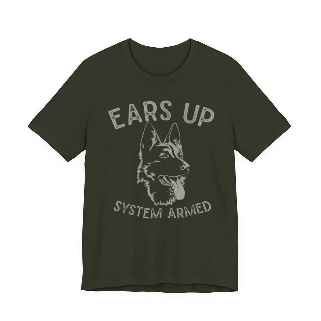 German Shepherd  Ears Up K9 Graphic Tee — "System Armed" German Shepherd Dog Shirt