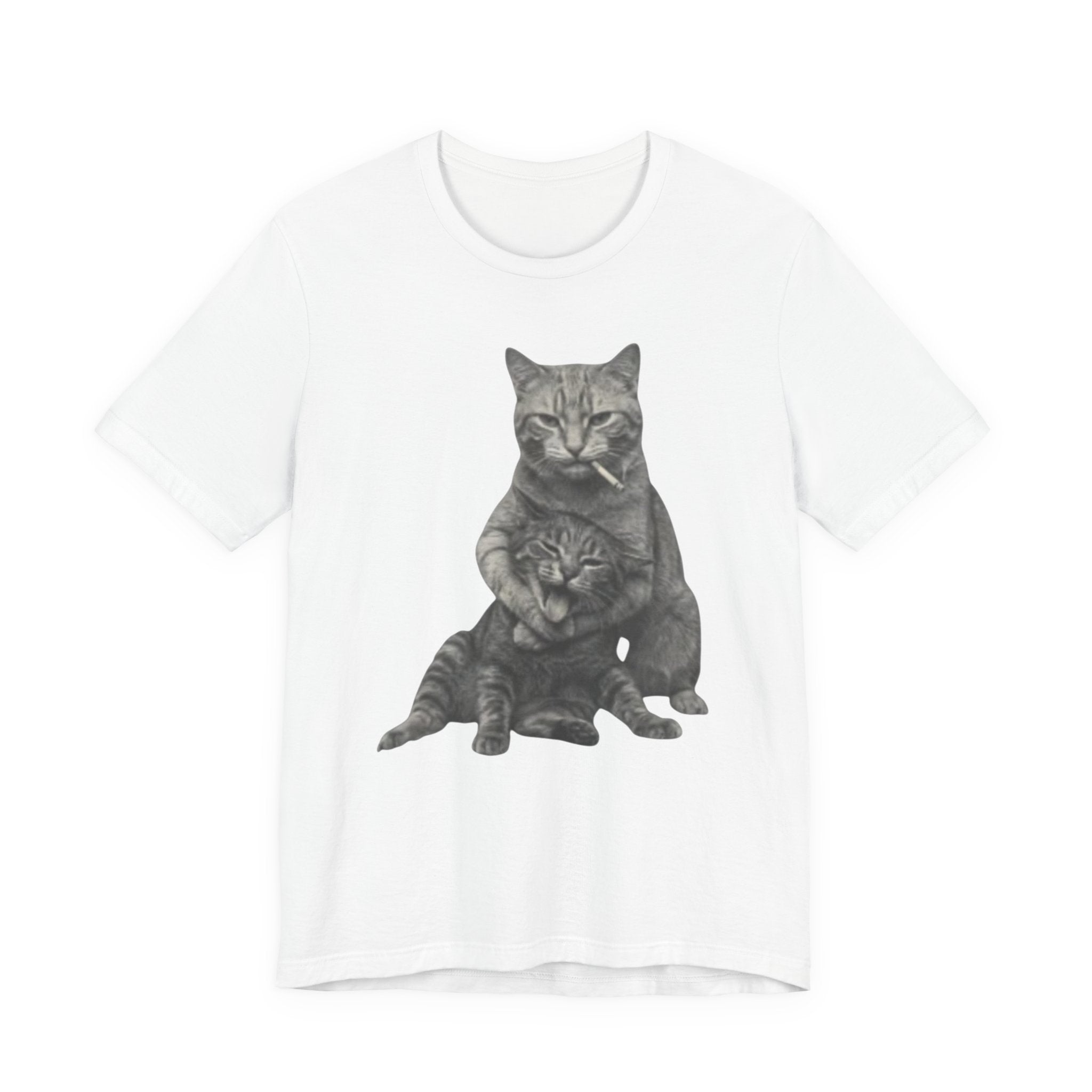 Cat Hug T-Shirt — Cute Vintage Cat Illustration Tee