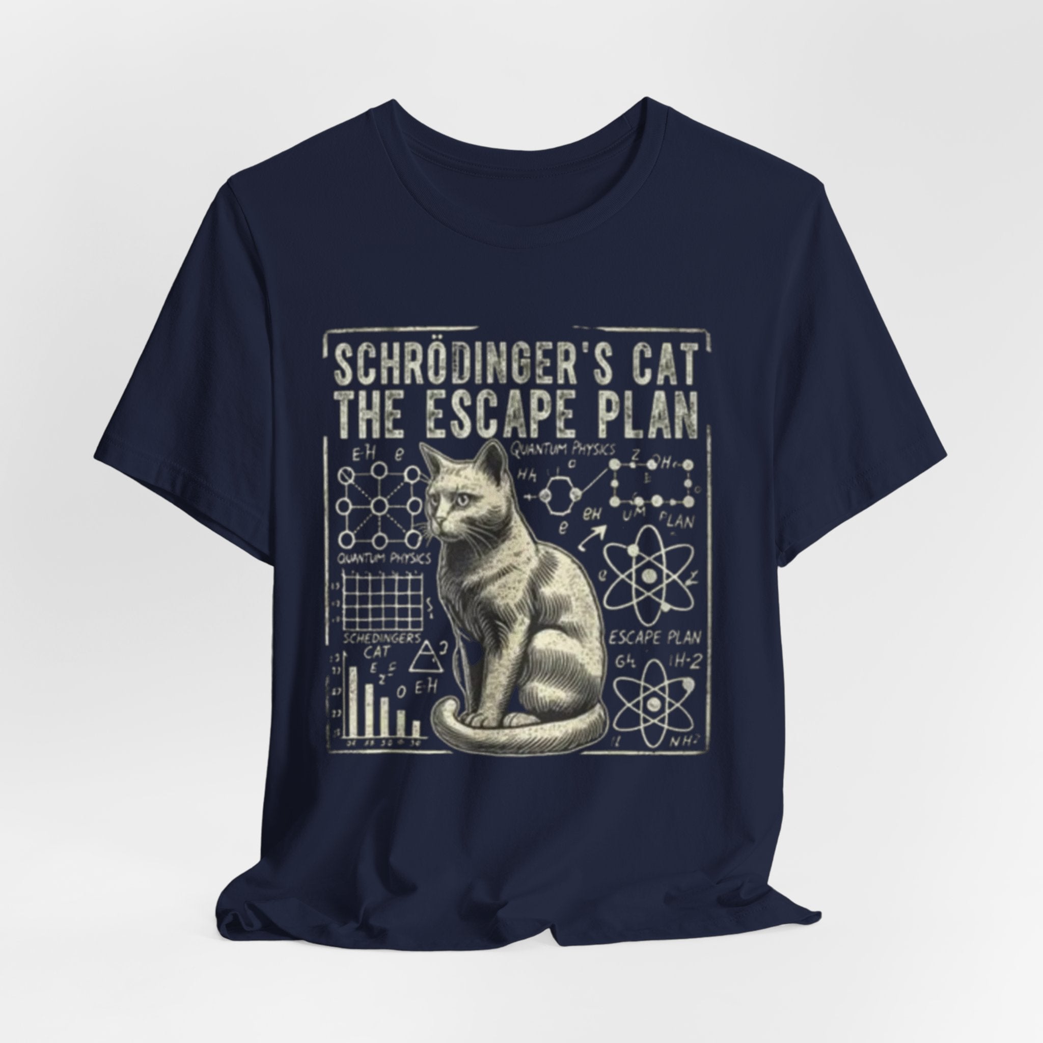 Schrödinger's Cat Escape Plan Tee | Physics Cat Diagram Shirt