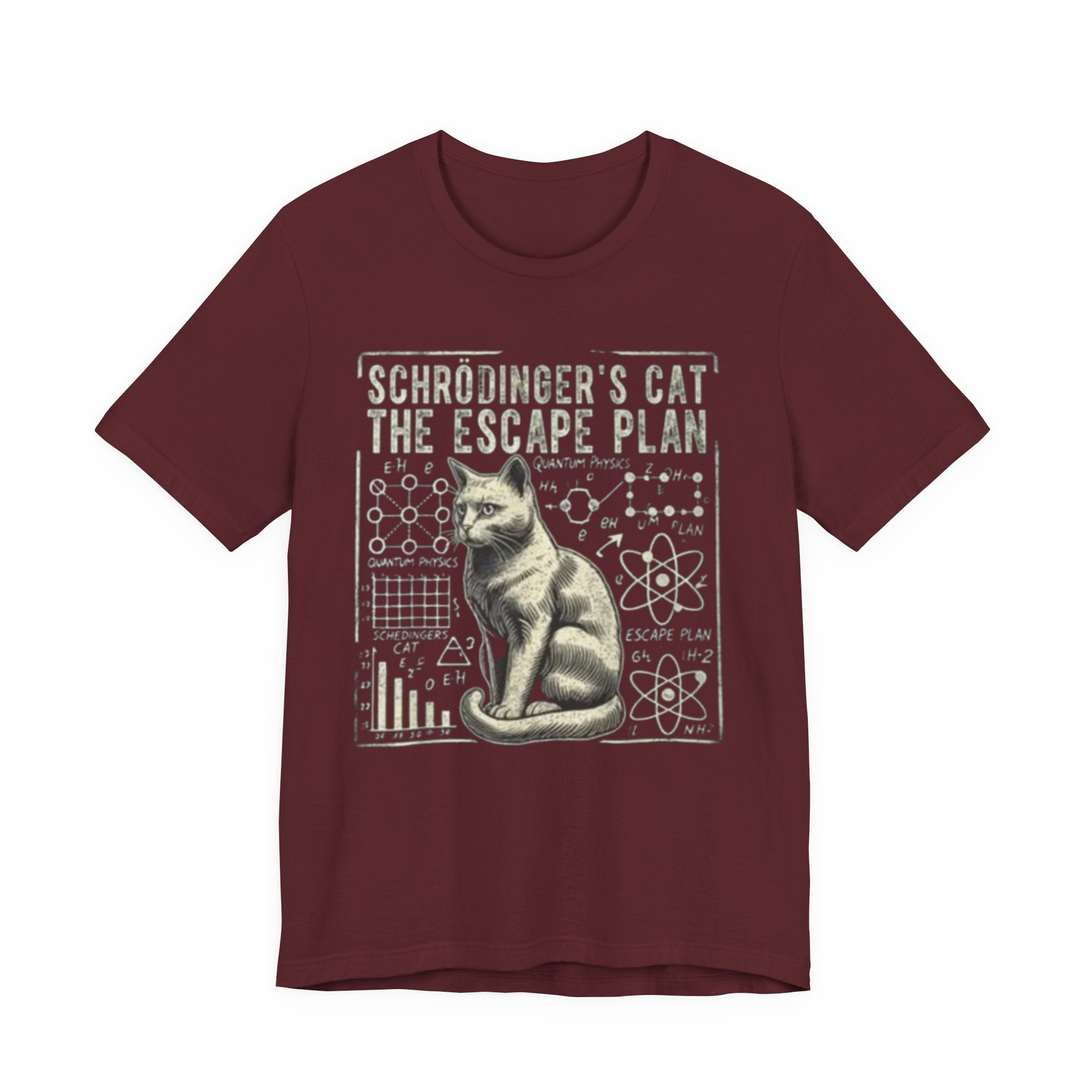 Schrödinger's Cat Escape Plan Tee | Physics Cat Diagram Shirt