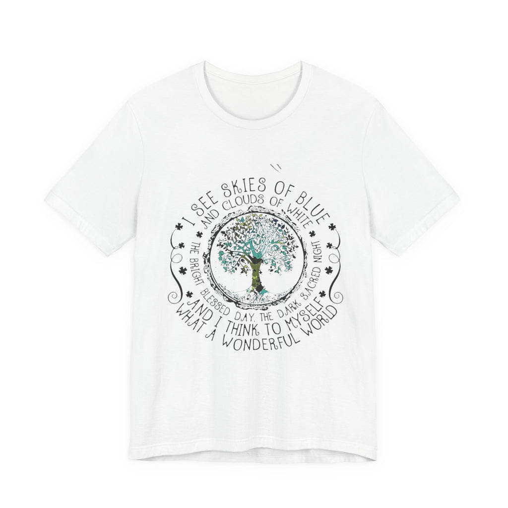 Vintage Inspirational Tee, Unisex Jersey T-Shirt, Nature Lover Gift, Skies of Blue Design, Positive Quote Shirt, Eco-Friendly Apparel