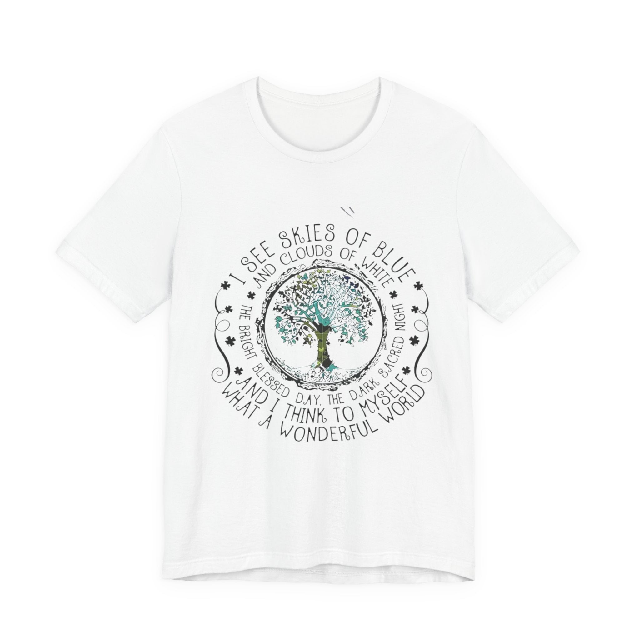Vintage Inspirational Tee, Unisex Jersey T-Shirt, Nature Lover Gift, Skies of Blue Design, Positive Quote Shirt, Eco-Friendly Apparel