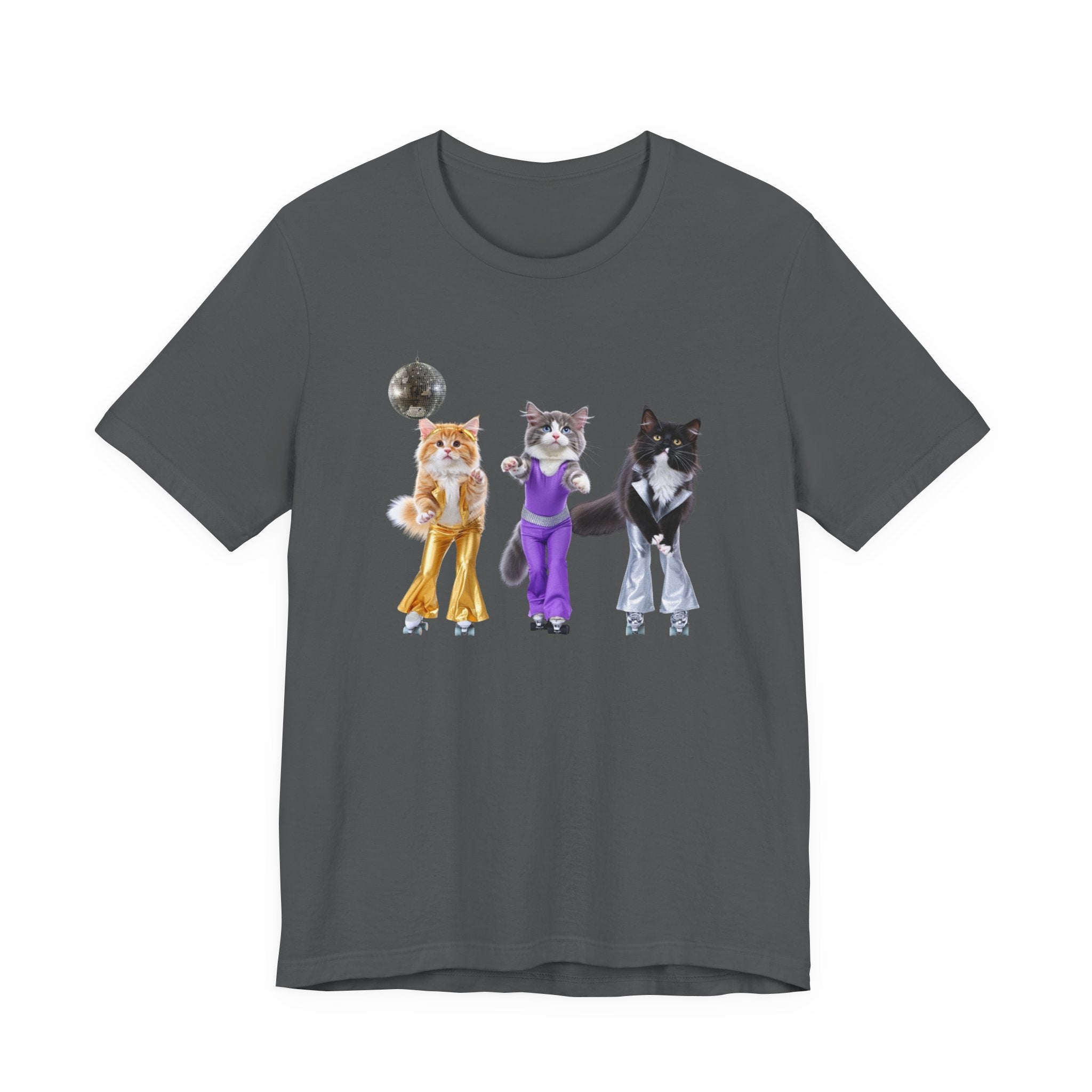 Disco Cats Trio T-Shirt | Cat Roller Skate Illustration, Retro 70s Vibe