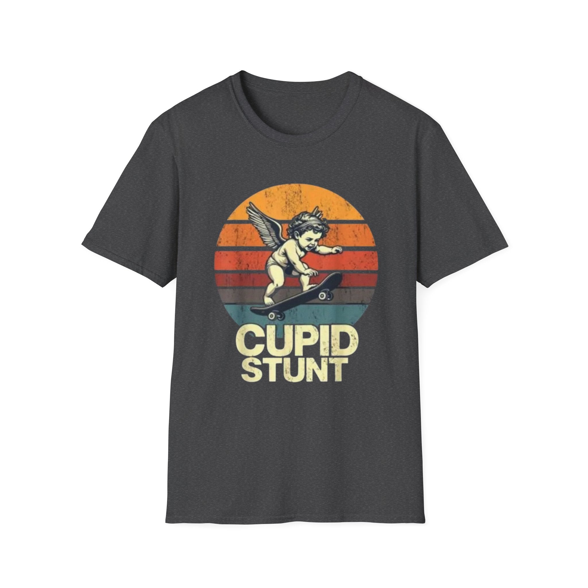 Cupid Stunt Skateboarding Cherub T-Shirt | Retro Sunset Graphic,  Valentines day shirt